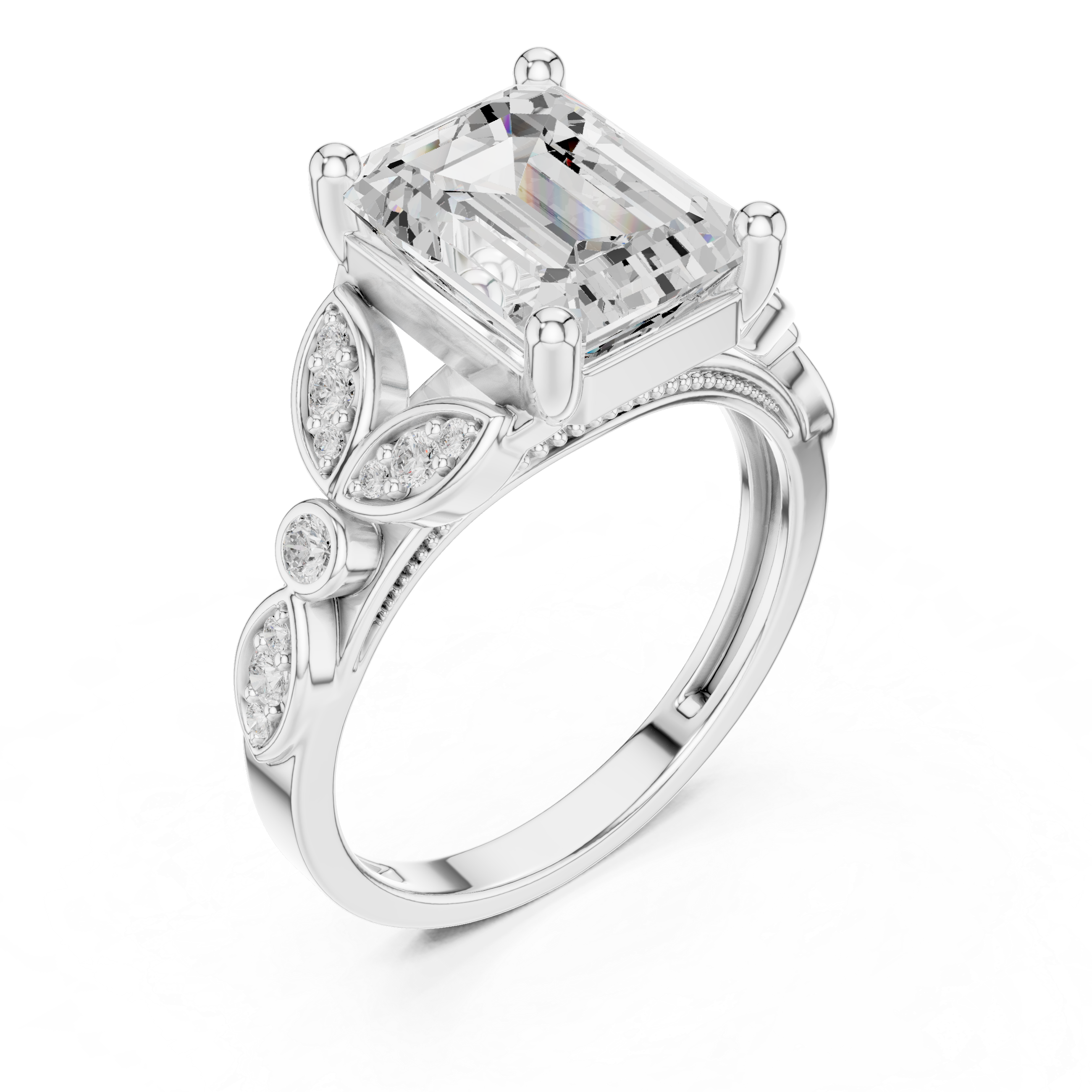 Vintage Emerald Cut Diamond Engagement Ring