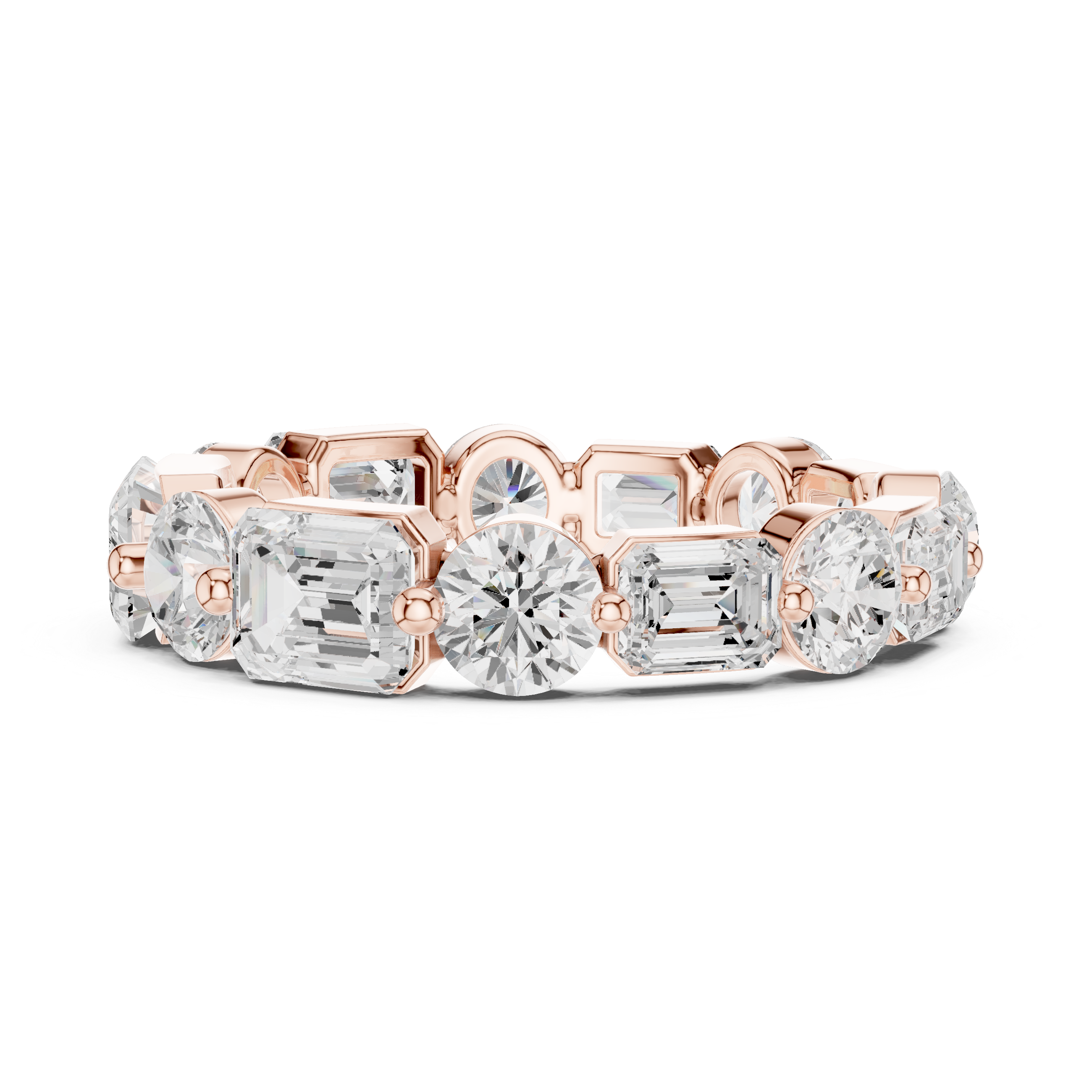 Emerald & Round Diamond Eternity Band Ring