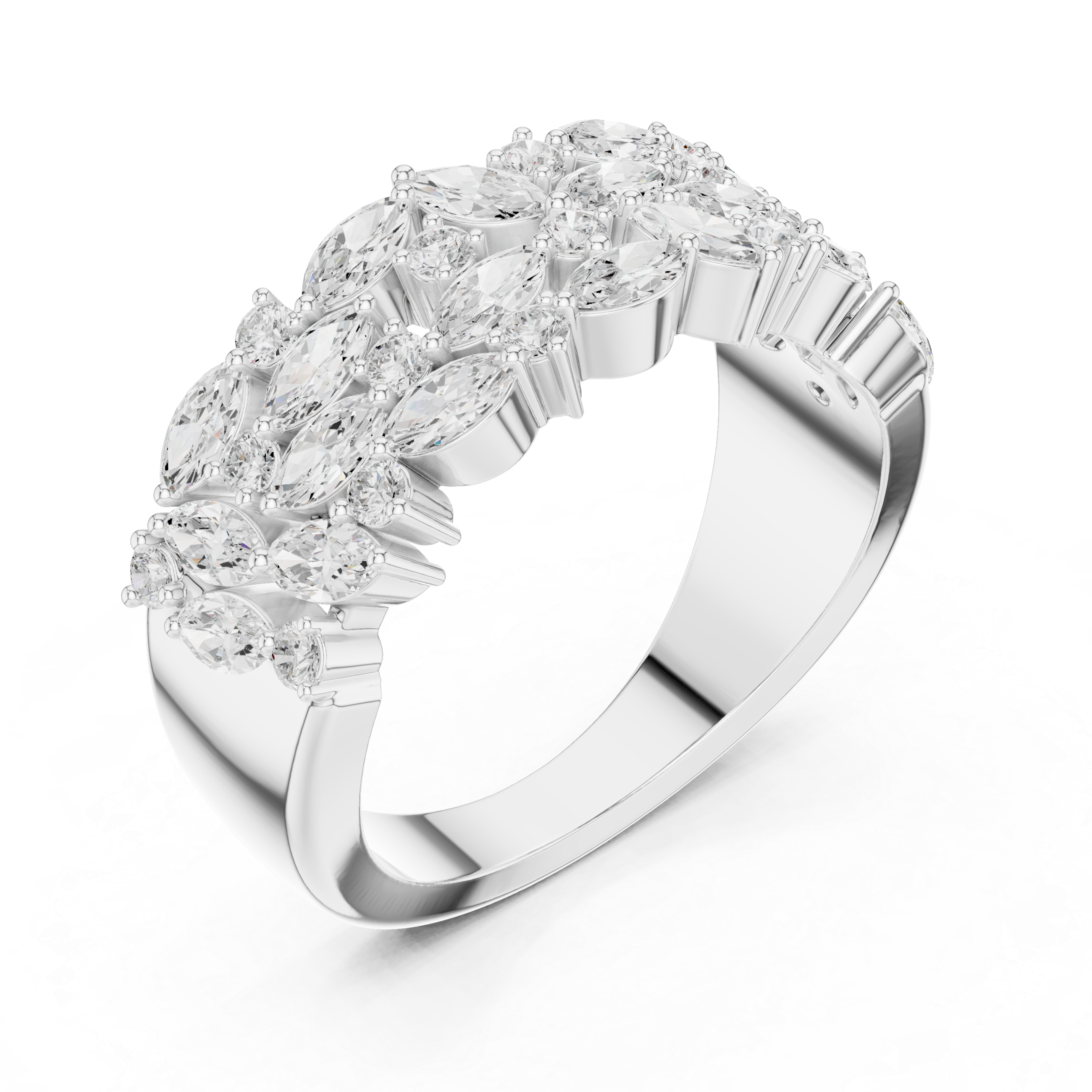 Wide Marquise Diamond Eternity Band Ring