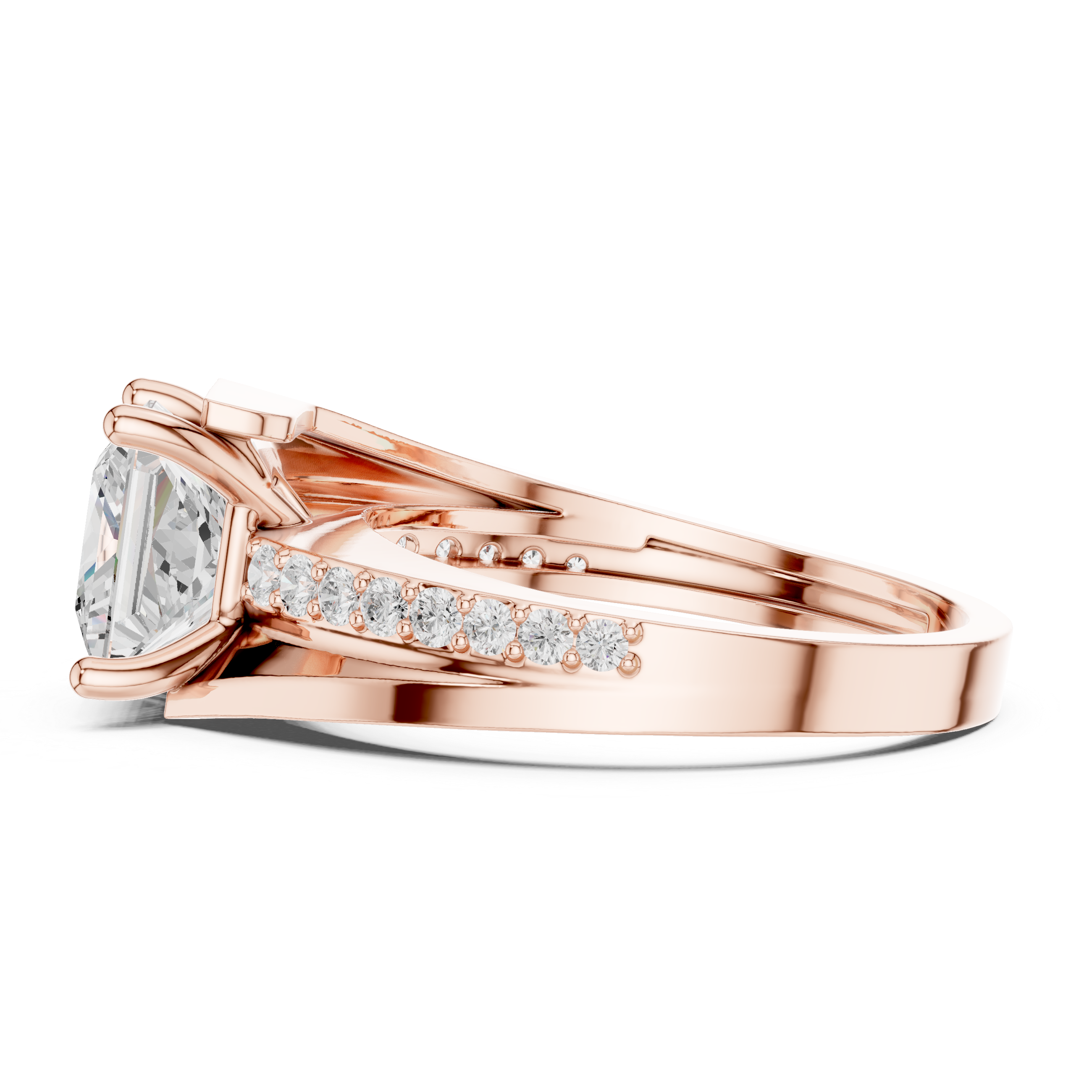 Princess Cut Split Shank Diamond Engagement Ring