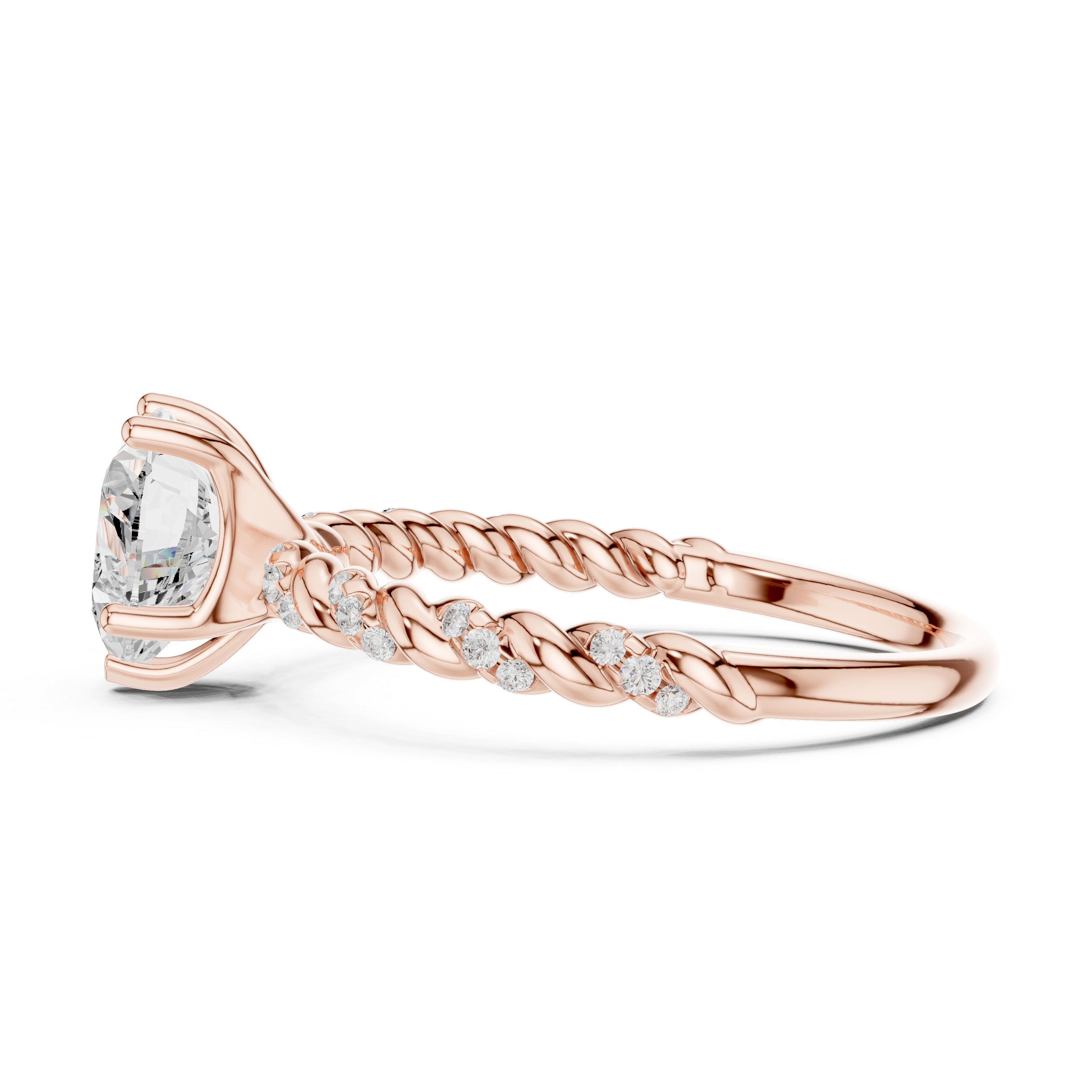 Twisted Heart Diamond Engagement Ring