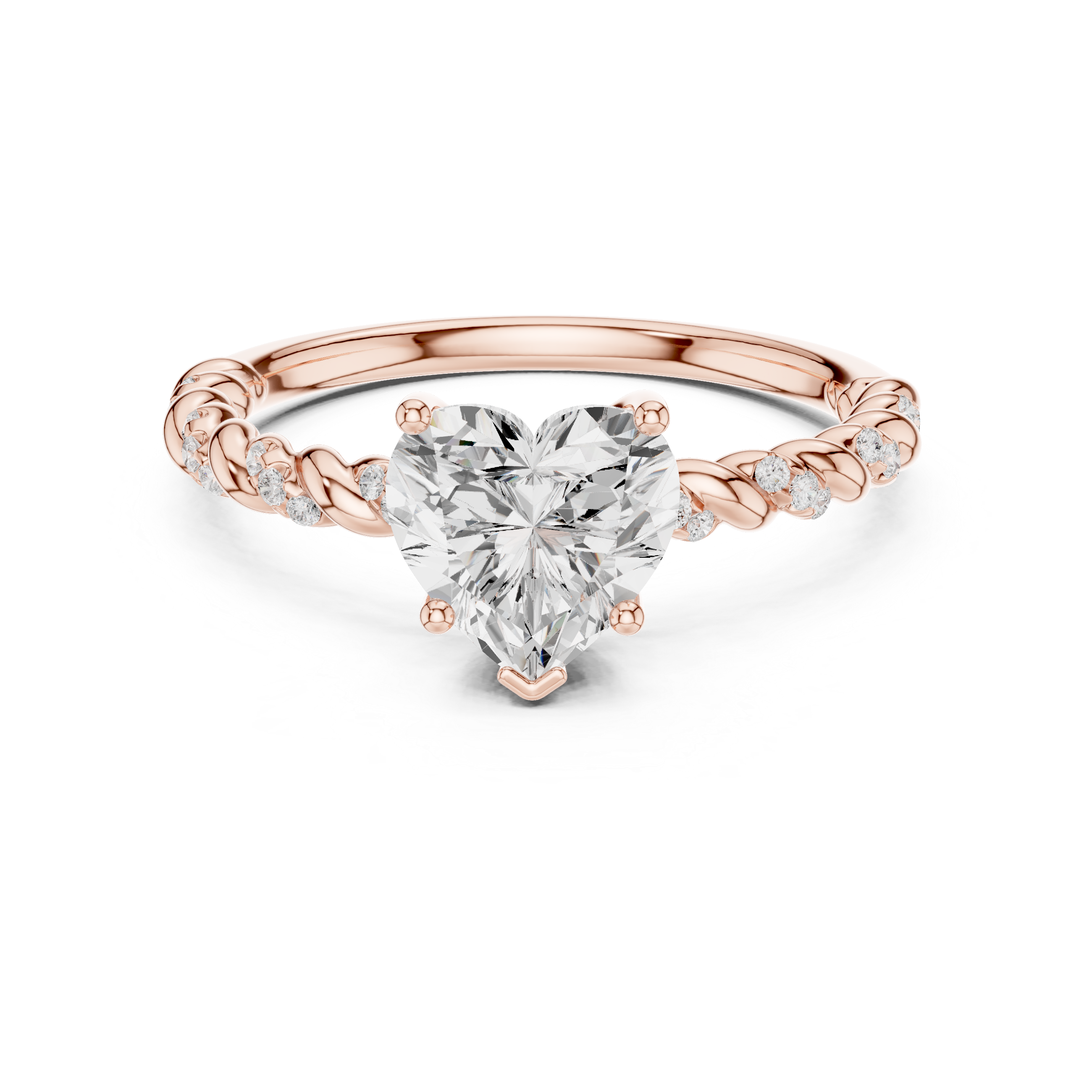 Twisted Heart Diamond Engagement Ring