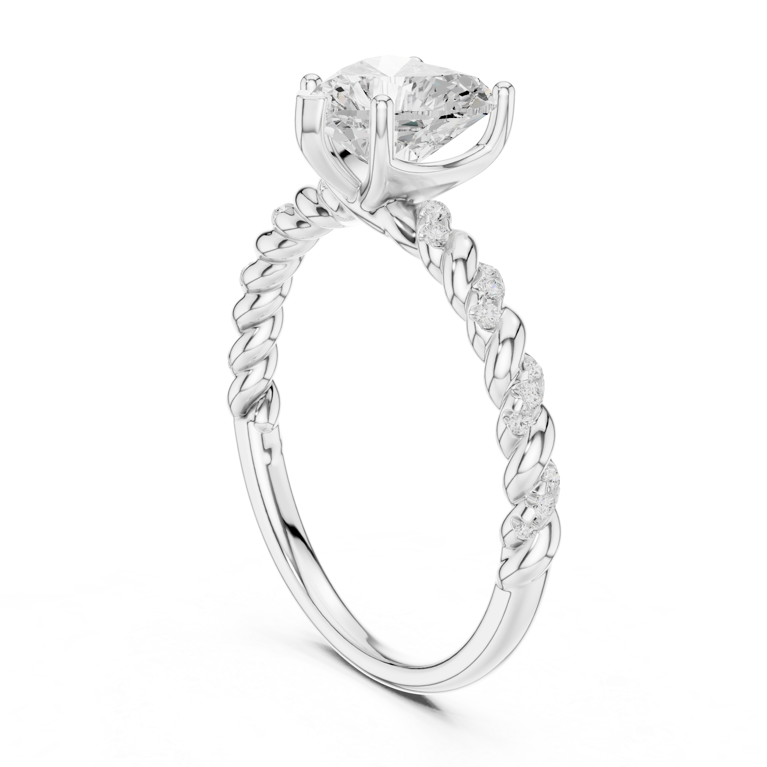 Twisted Heart Diamond Engagement Ring