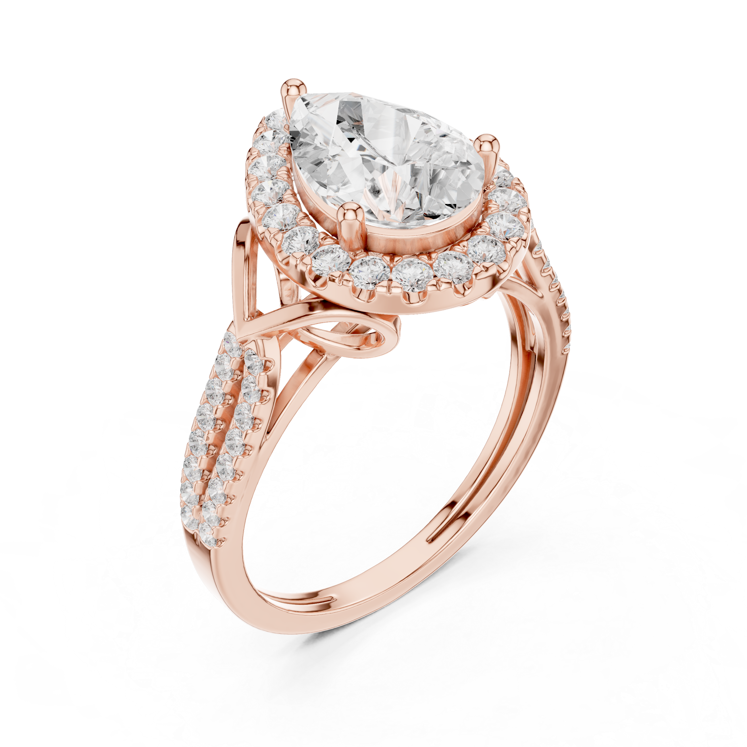 Pear Cut Halo Diamond Engagement Ring