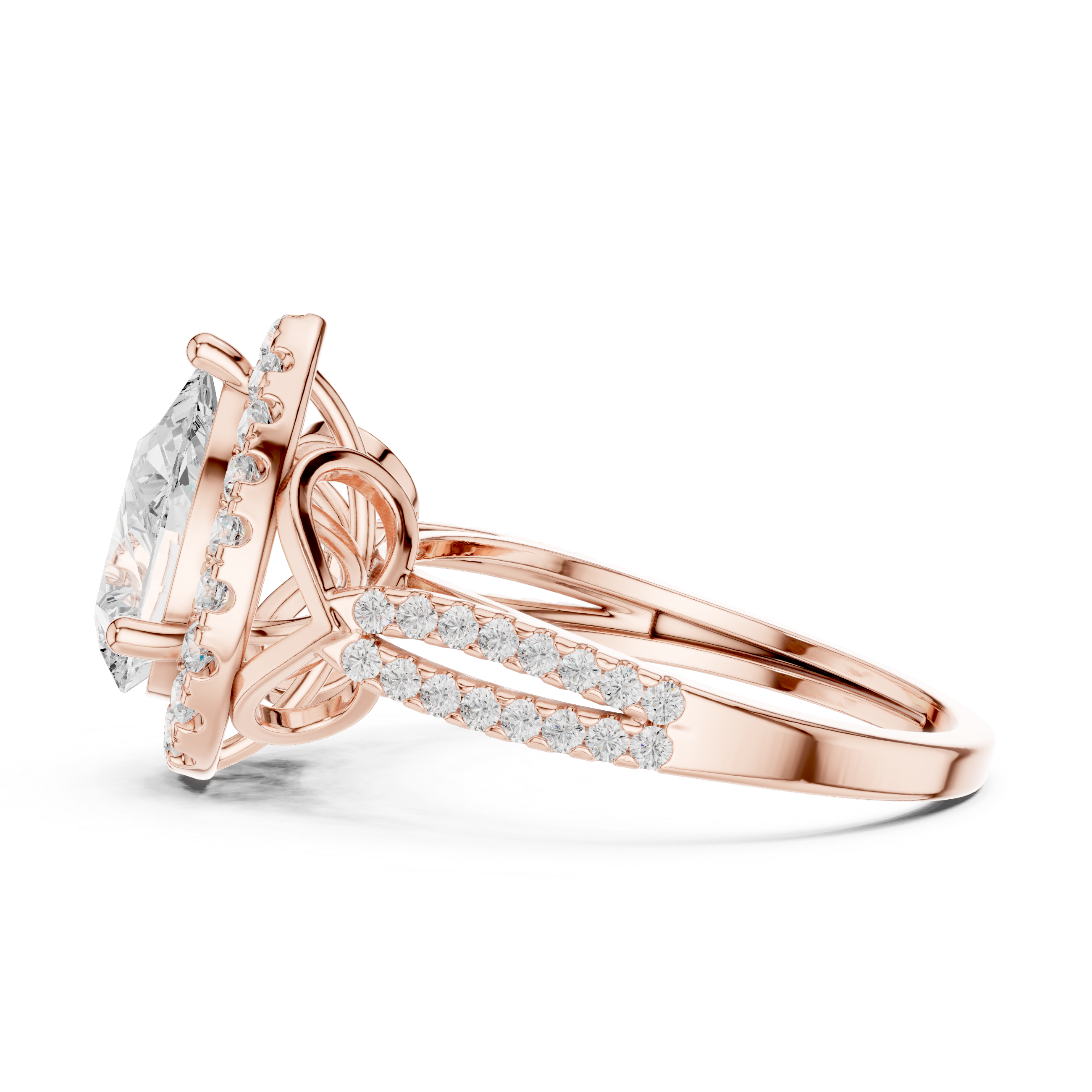 Pear Cut Halo Diamond Engagement Ring