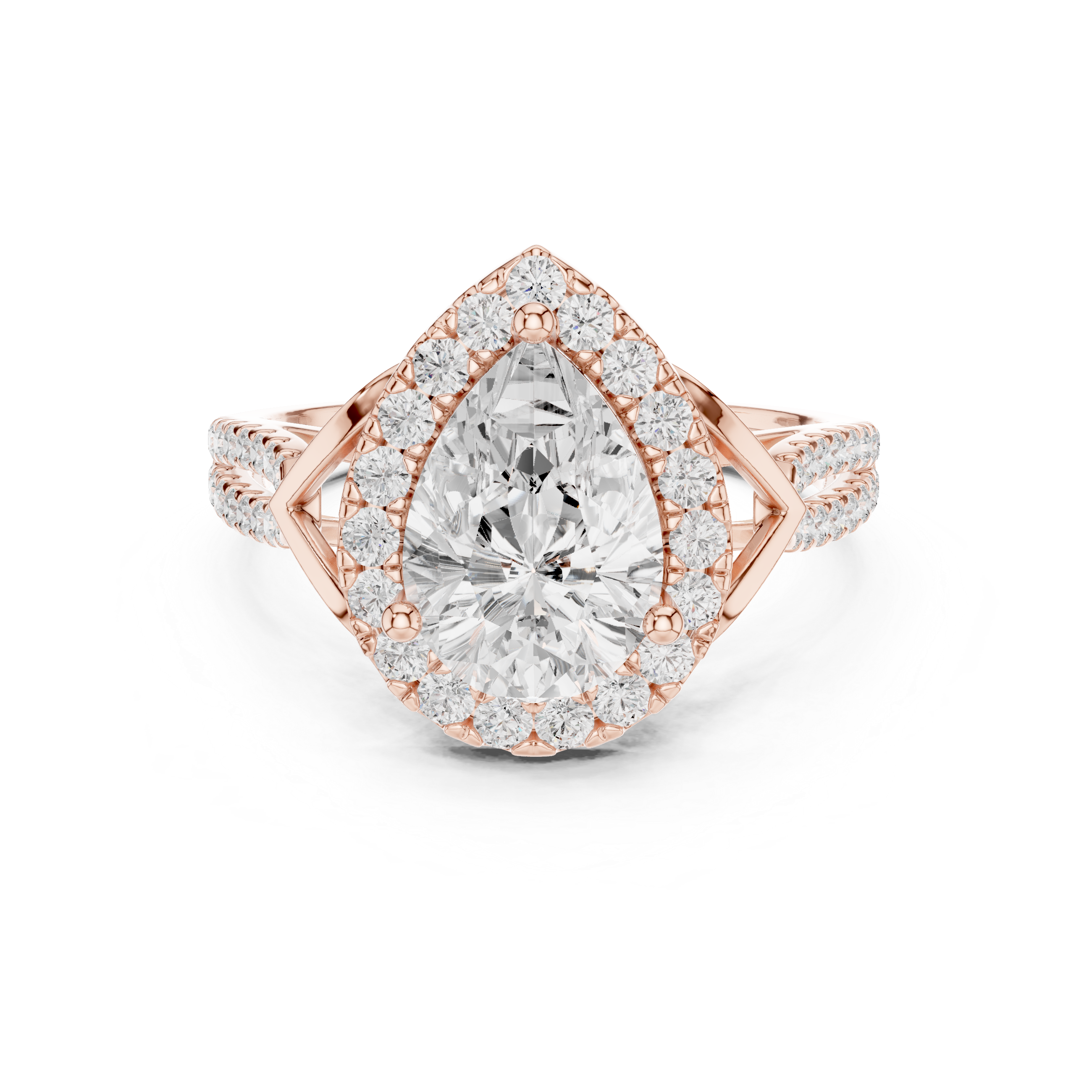 Pear Cut Halo Diamond Engagement Ring