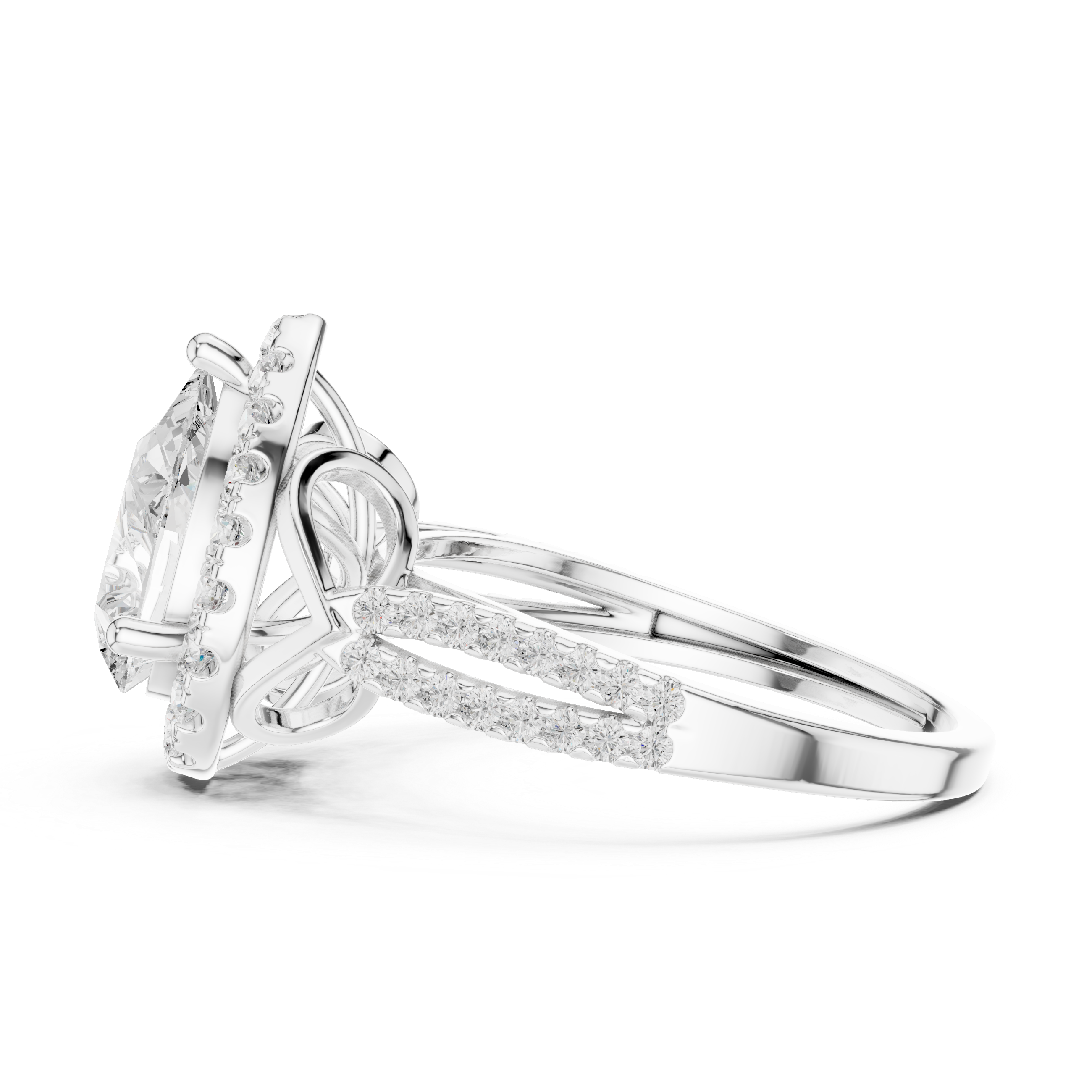 Pear Cut Halo Diamond Engagement Ring