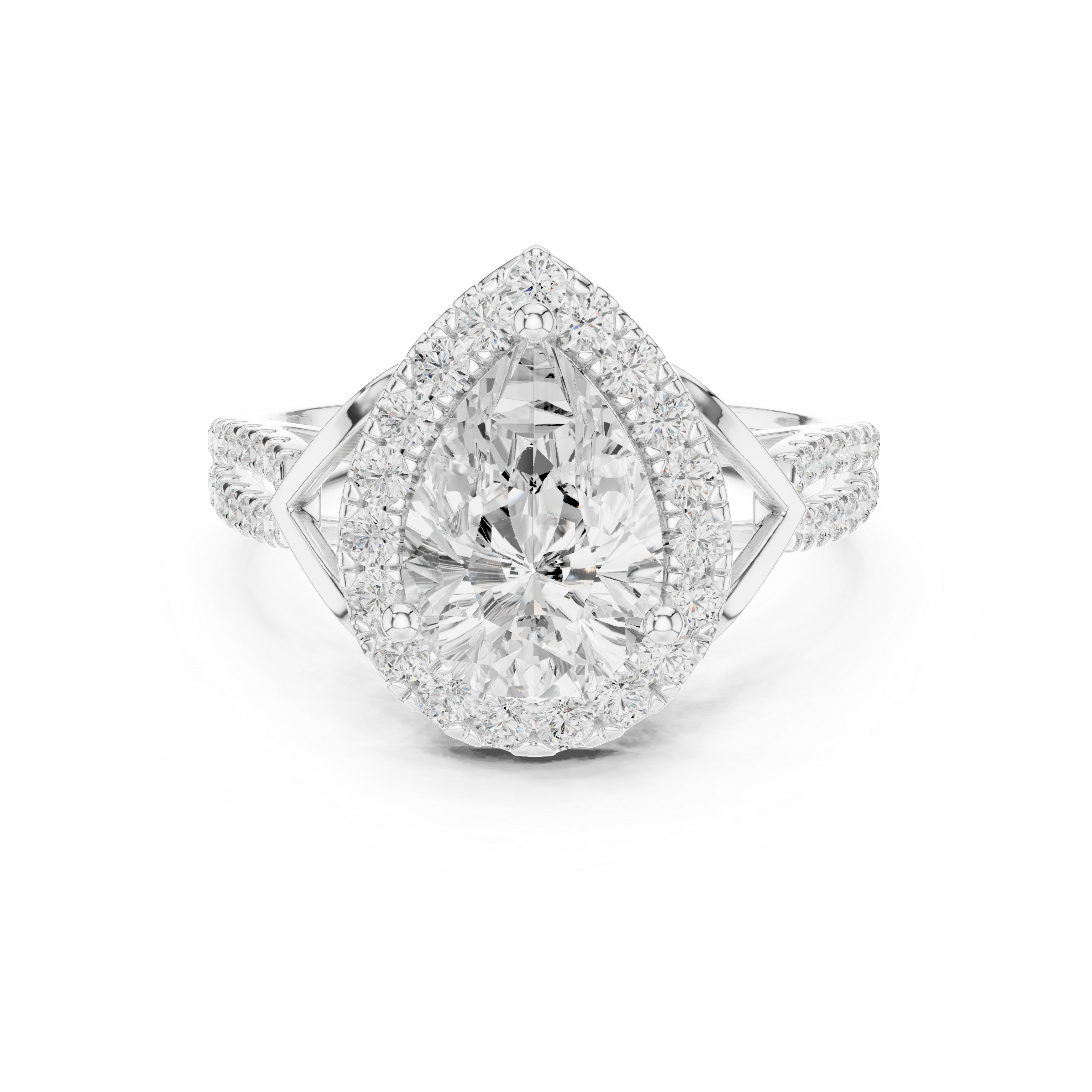 Pear Cut Halo Diamond Engagement Ring