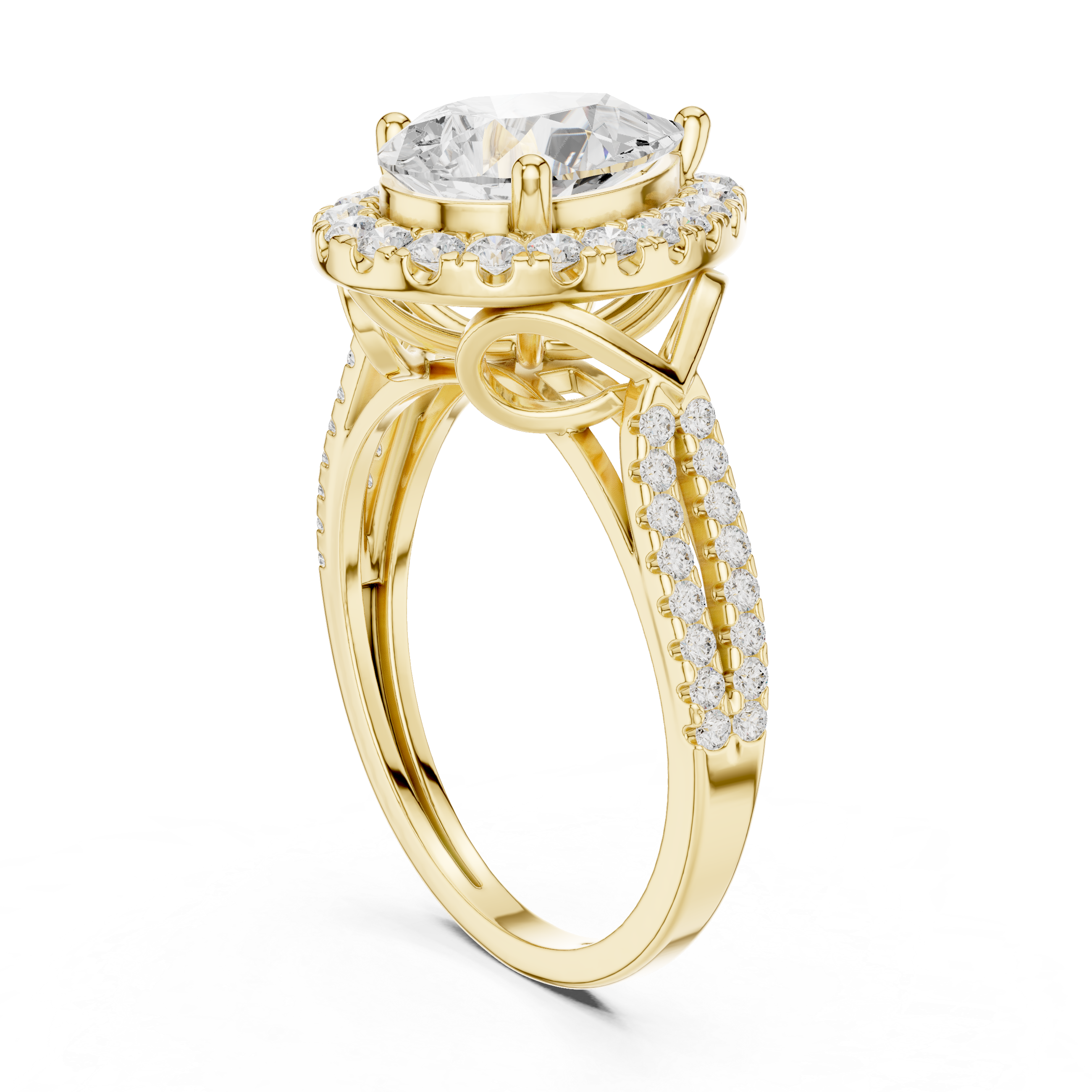 Pear Cut Halo Diamond Engagement Ring