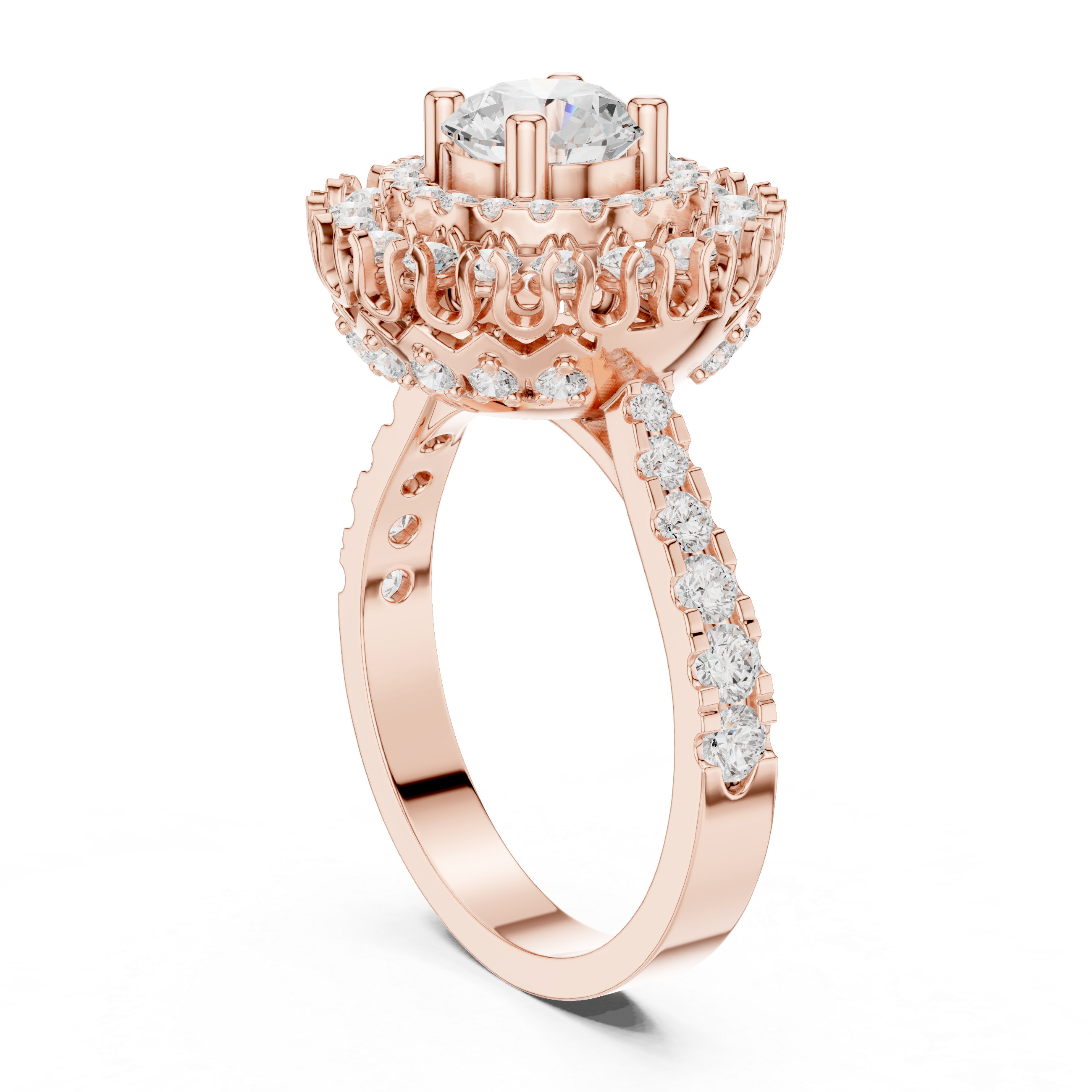 Round Diamond Double Halo Engagement Ring