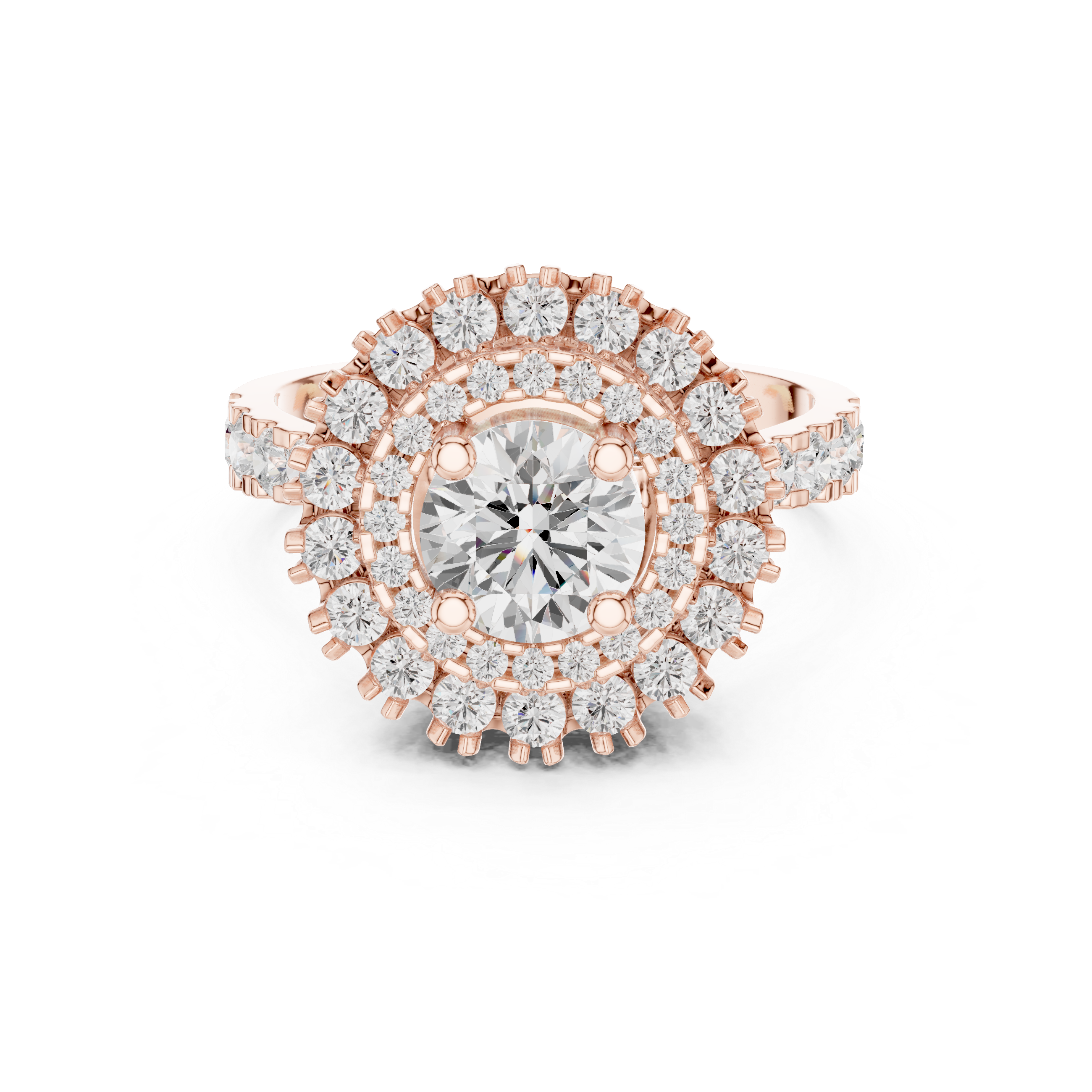 Round Diamond Double Halo Engagement Ring