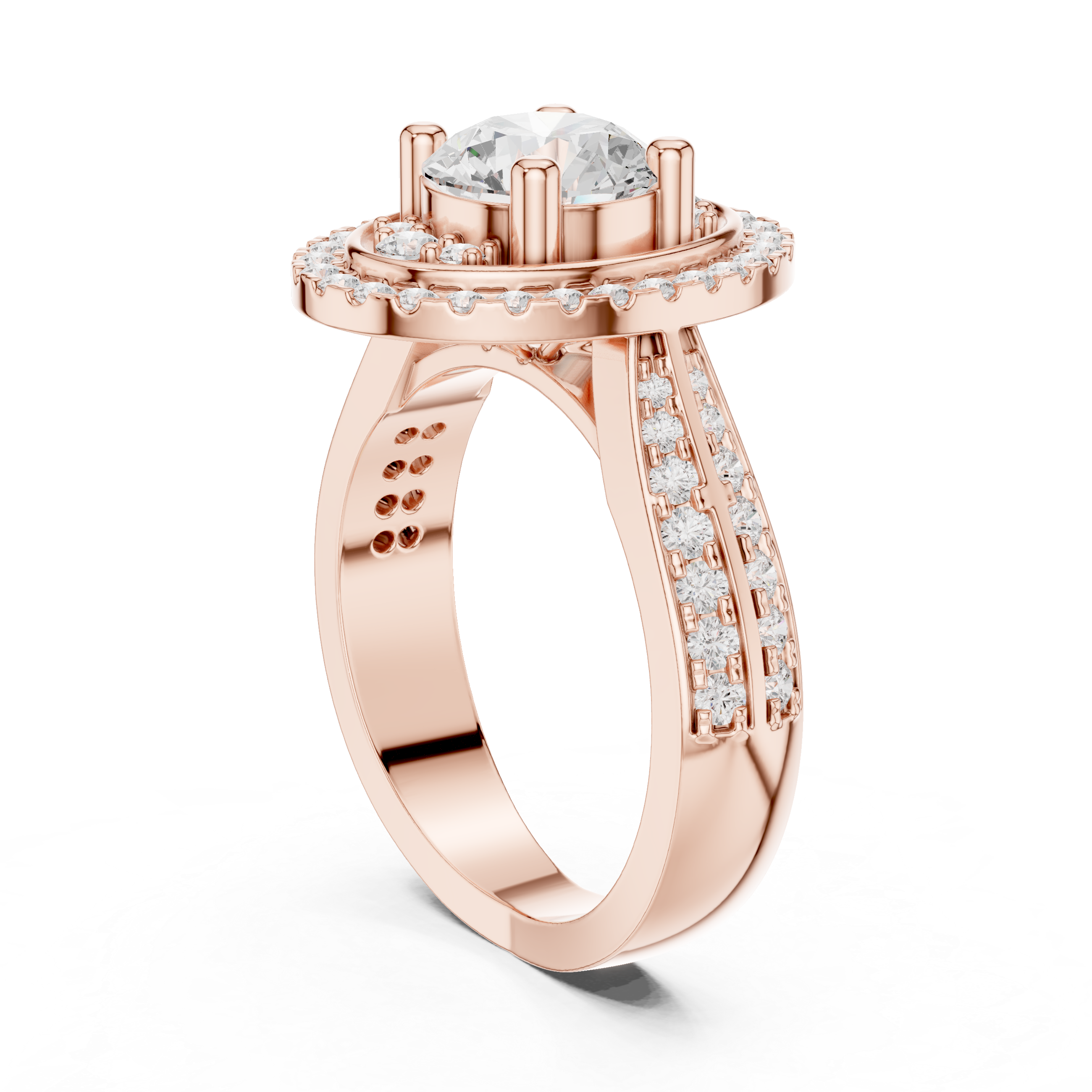Round Diamond Double Halo Engagement Ring