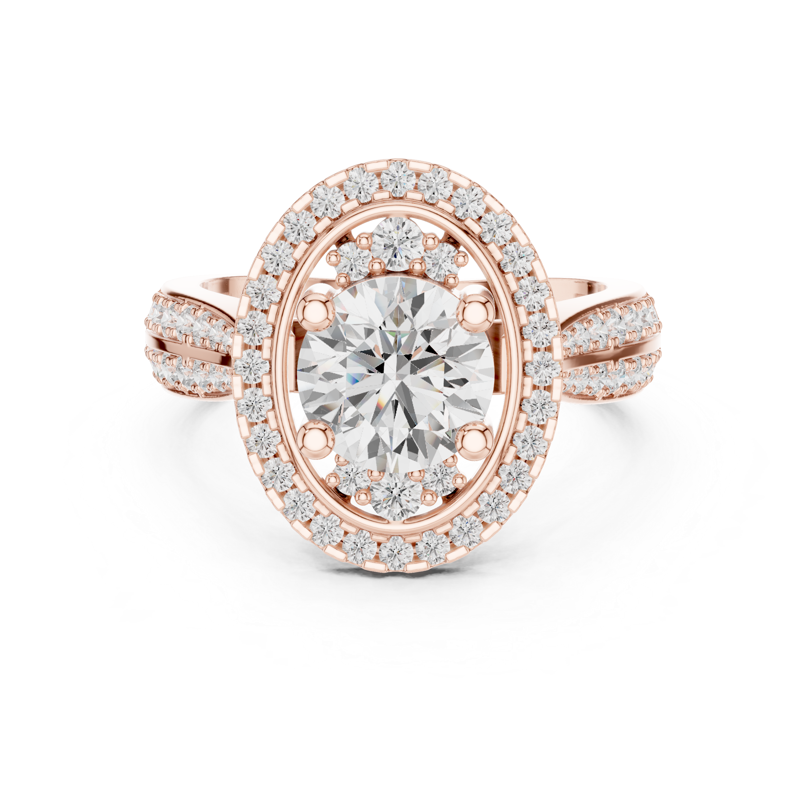 Round Diamond Double Halo Engagement Ring