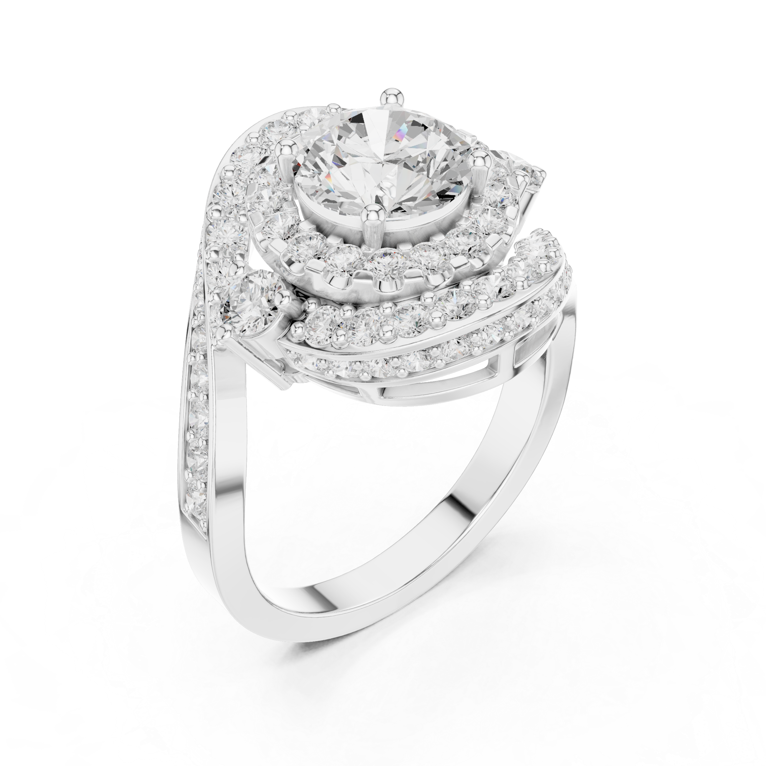 Round Diamond Double Halo Engagement Ring