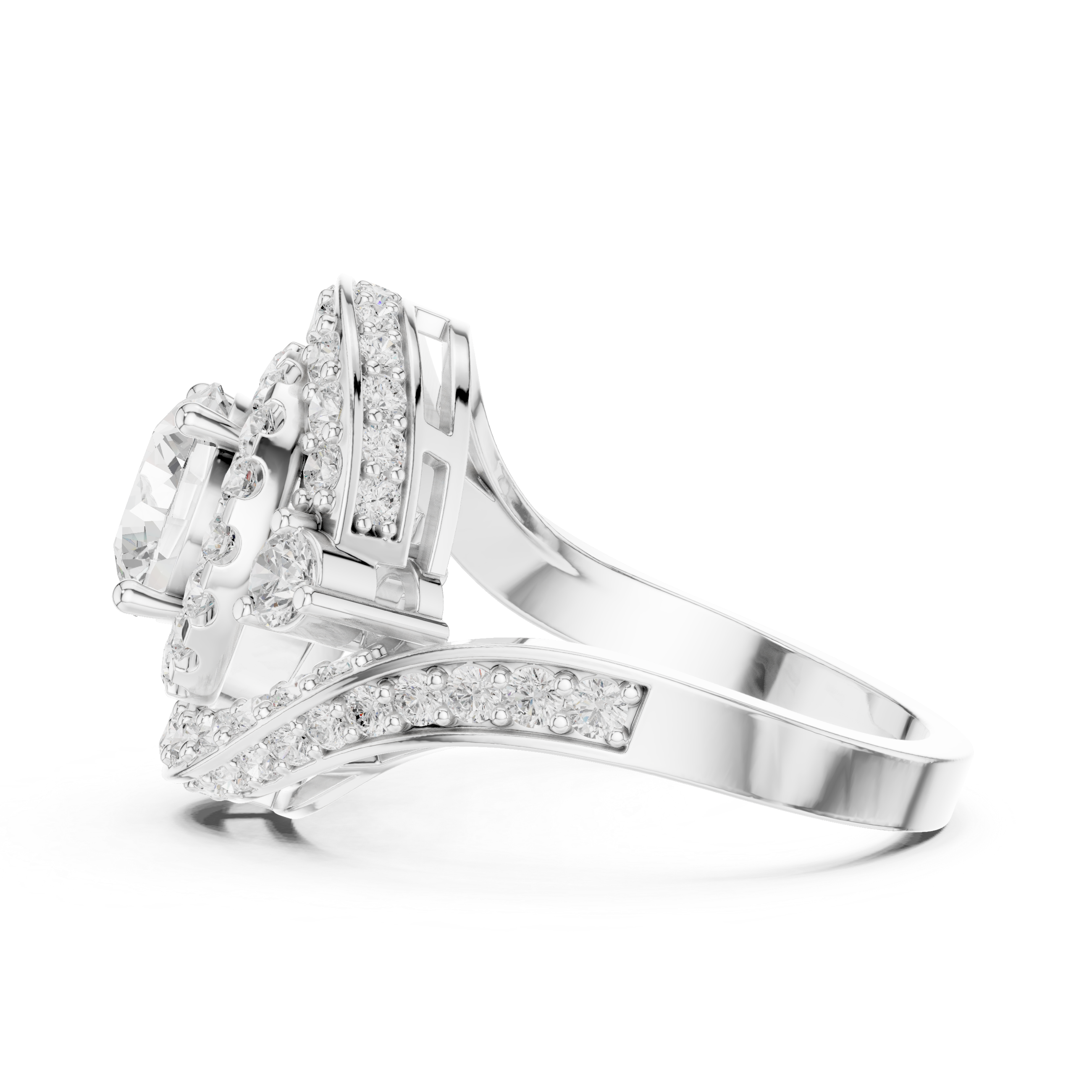 Round Diamond Double Halo Engagement Ring