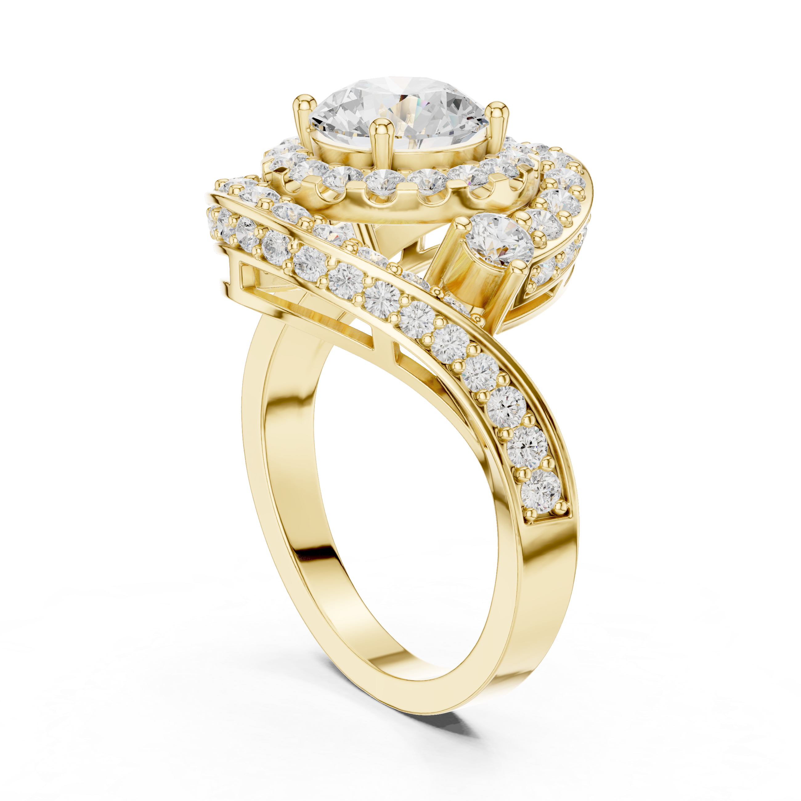 Round Diamond Double Halo Engagement Ring