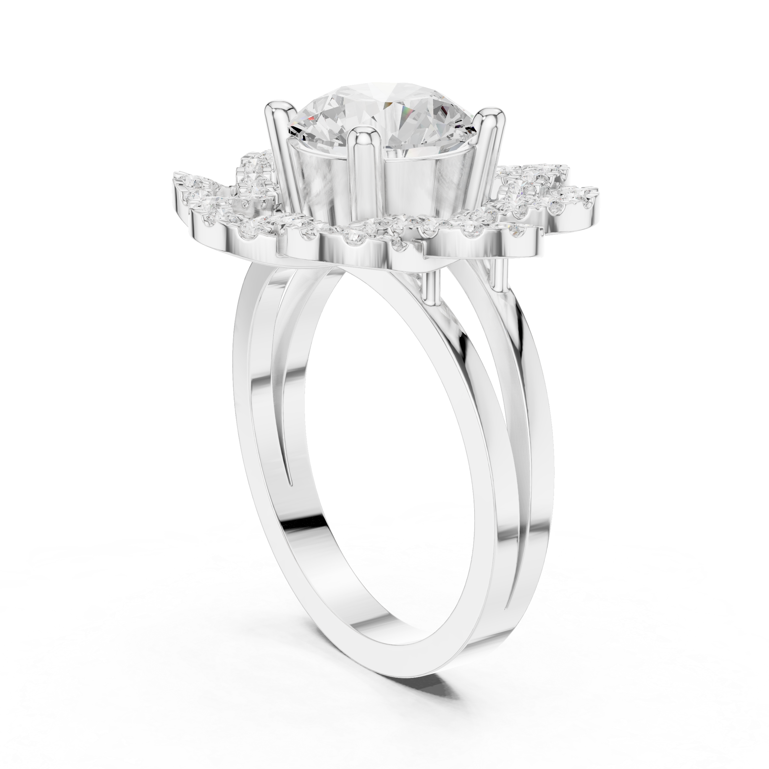 Vintage Floral Openwork Diamond Engagement Ring