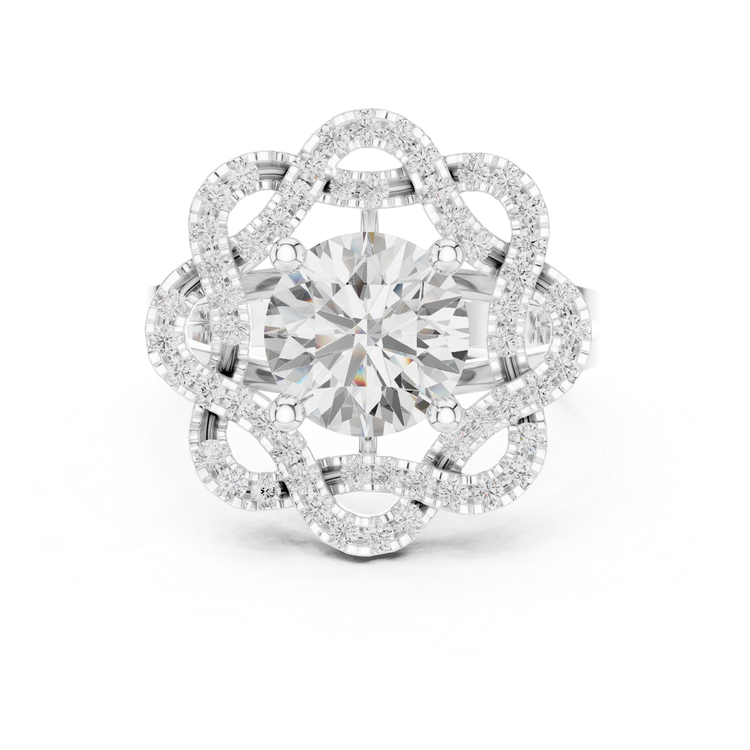 Vintage Floral Openwork Diamond Engagement Ring