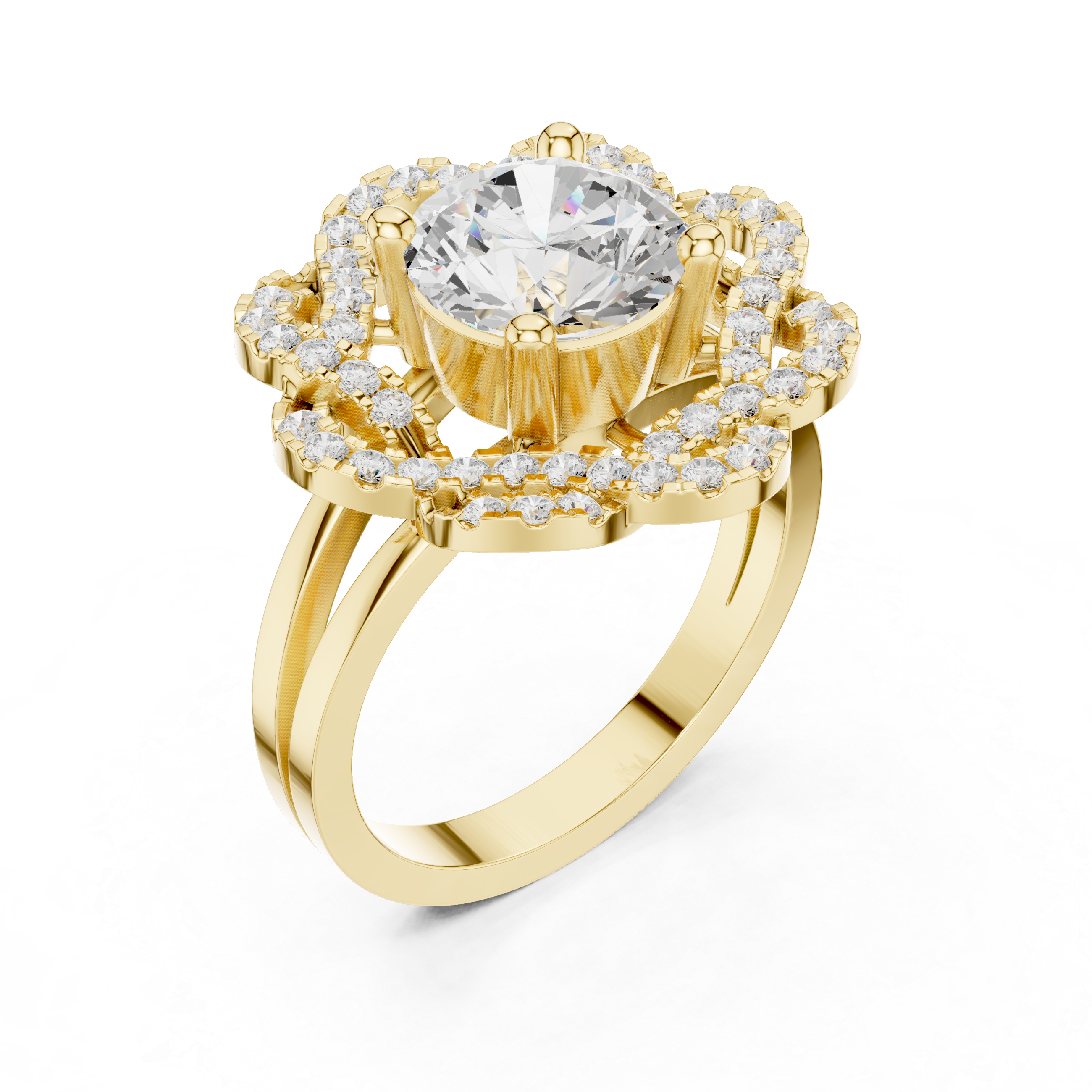 Vintage Floral Openwork Diamond Engagement Ring