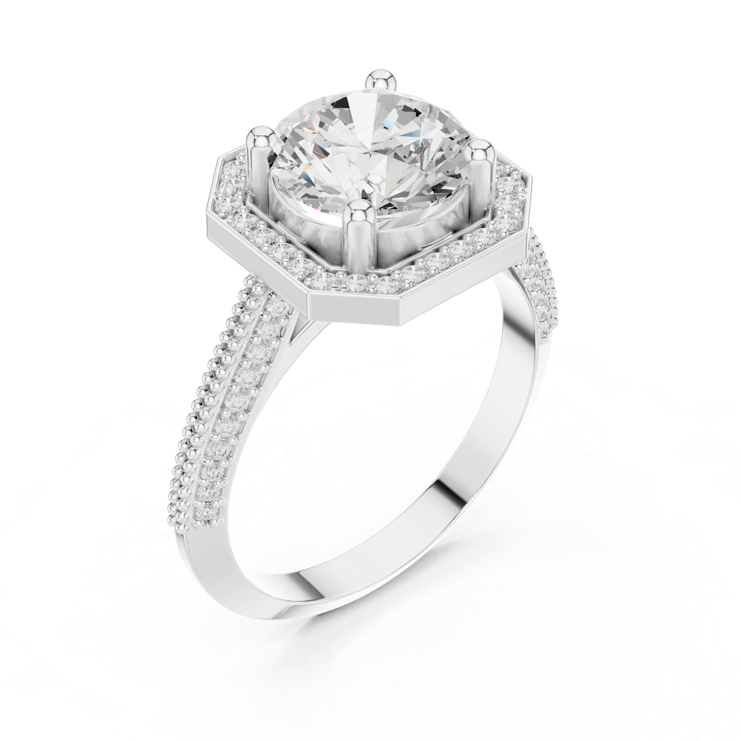 Vintage Cushion Halo Diamond Engagement Ring