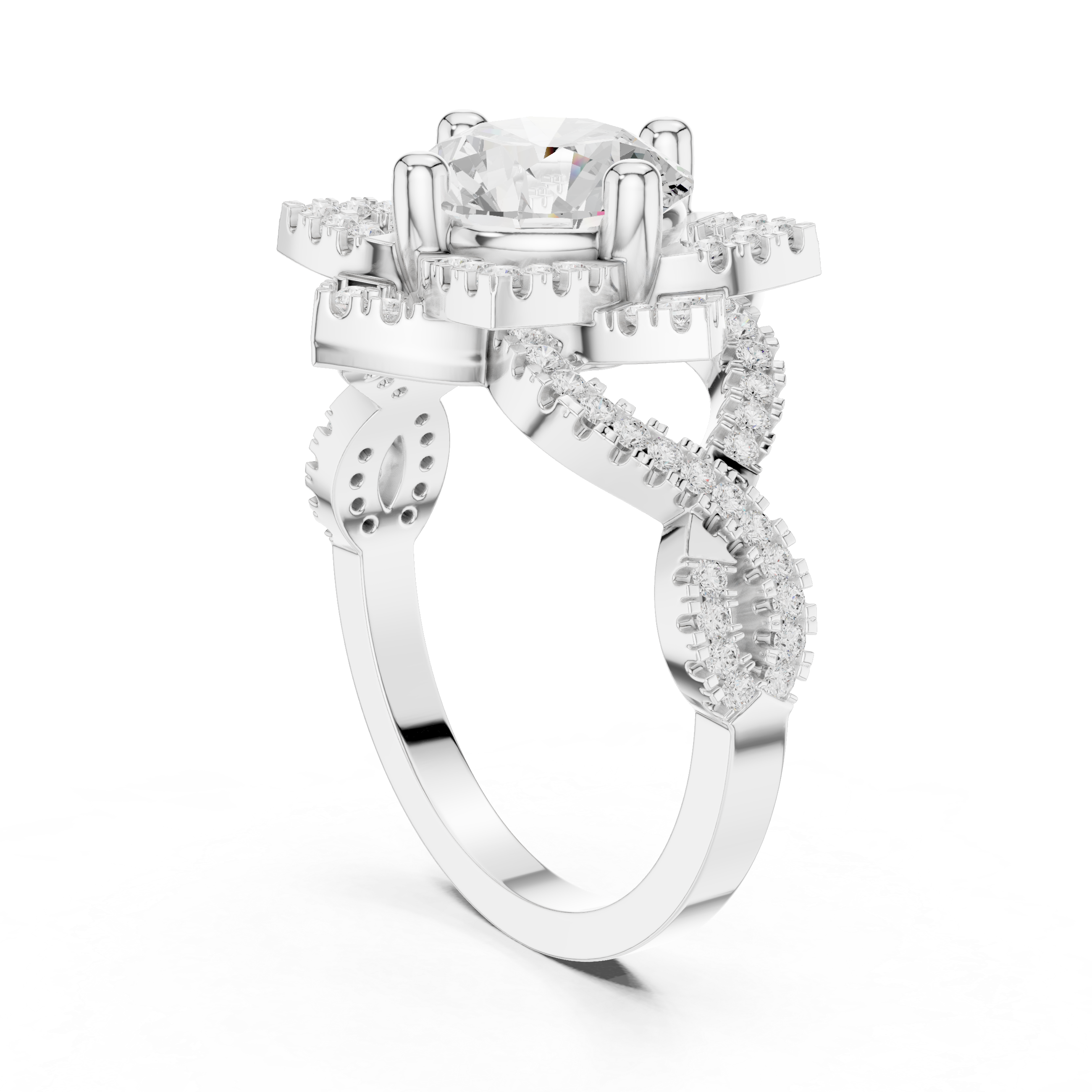 Vintage Floral Diamond Engagement Ring
