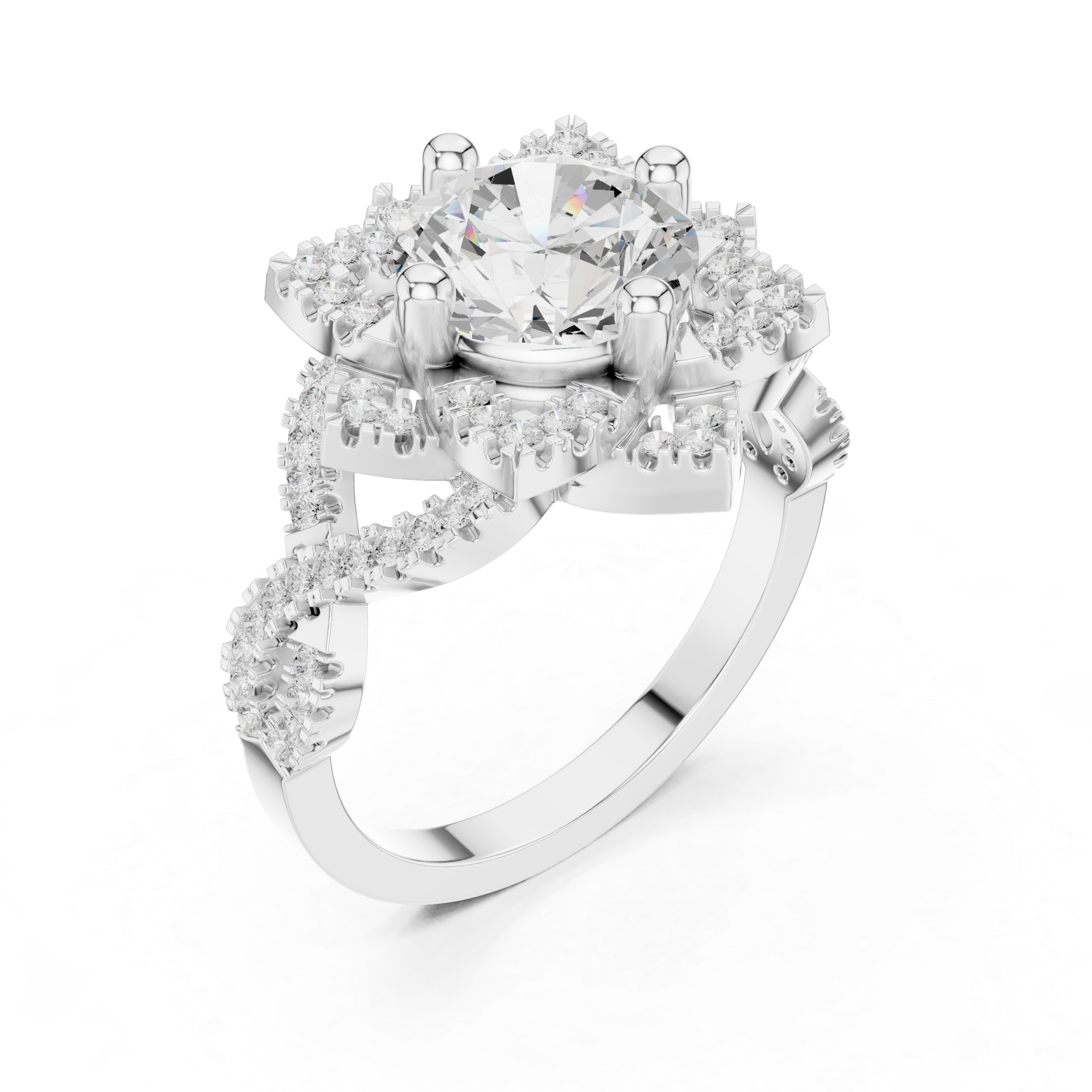 Vintage Floral Diamond Engagement Ring