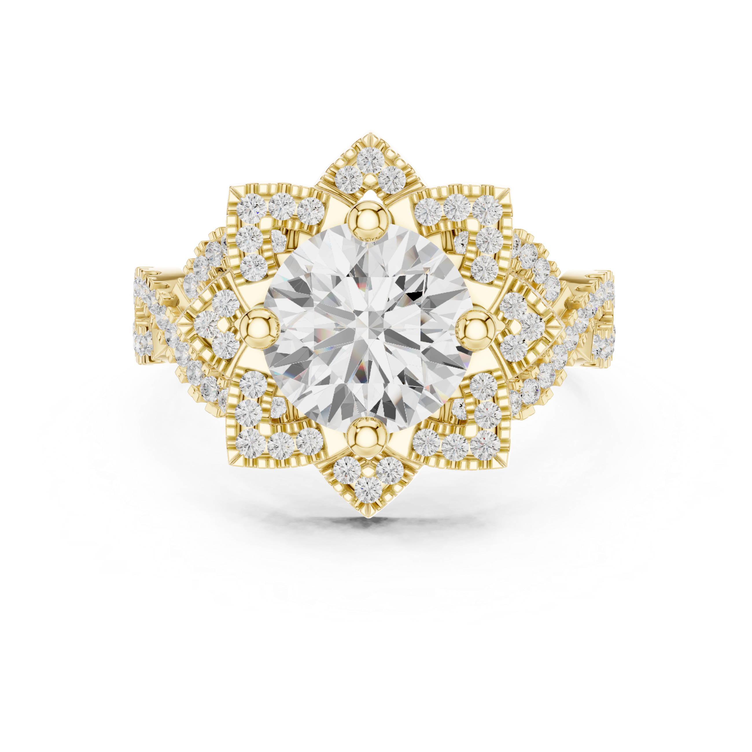 Vintage Floral Diamond Engagement Ring