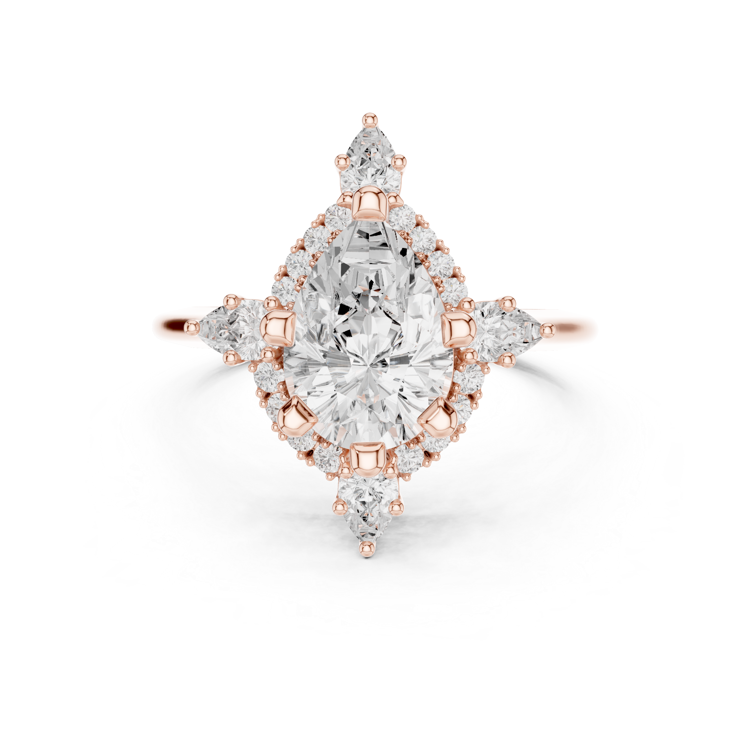 Vintage Pear Halo Diamond Engagement Ring