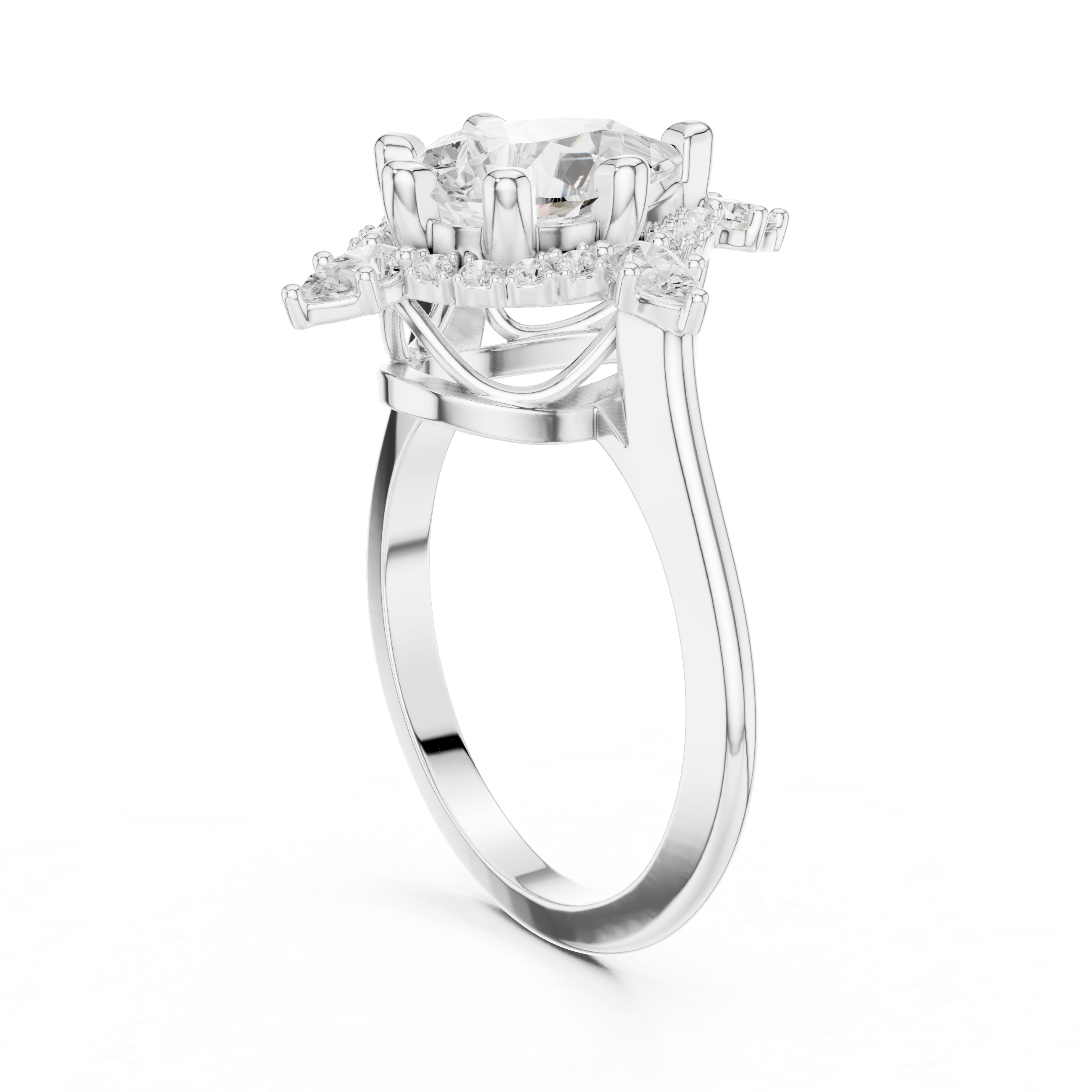 Vintage Pear Halo Diamond Engagement Ring