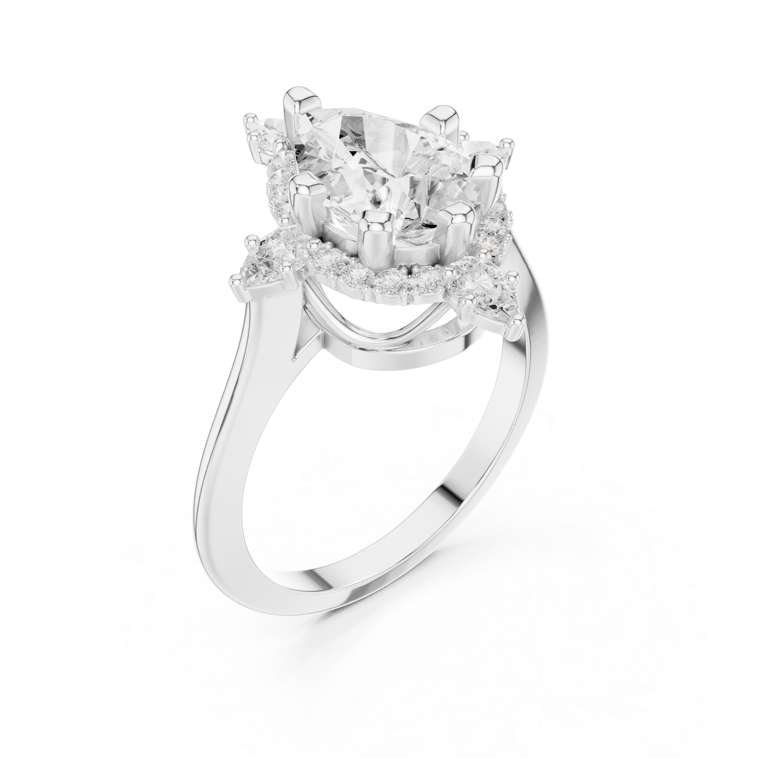 Vintage Pear Halo Diamond Engagement Ring