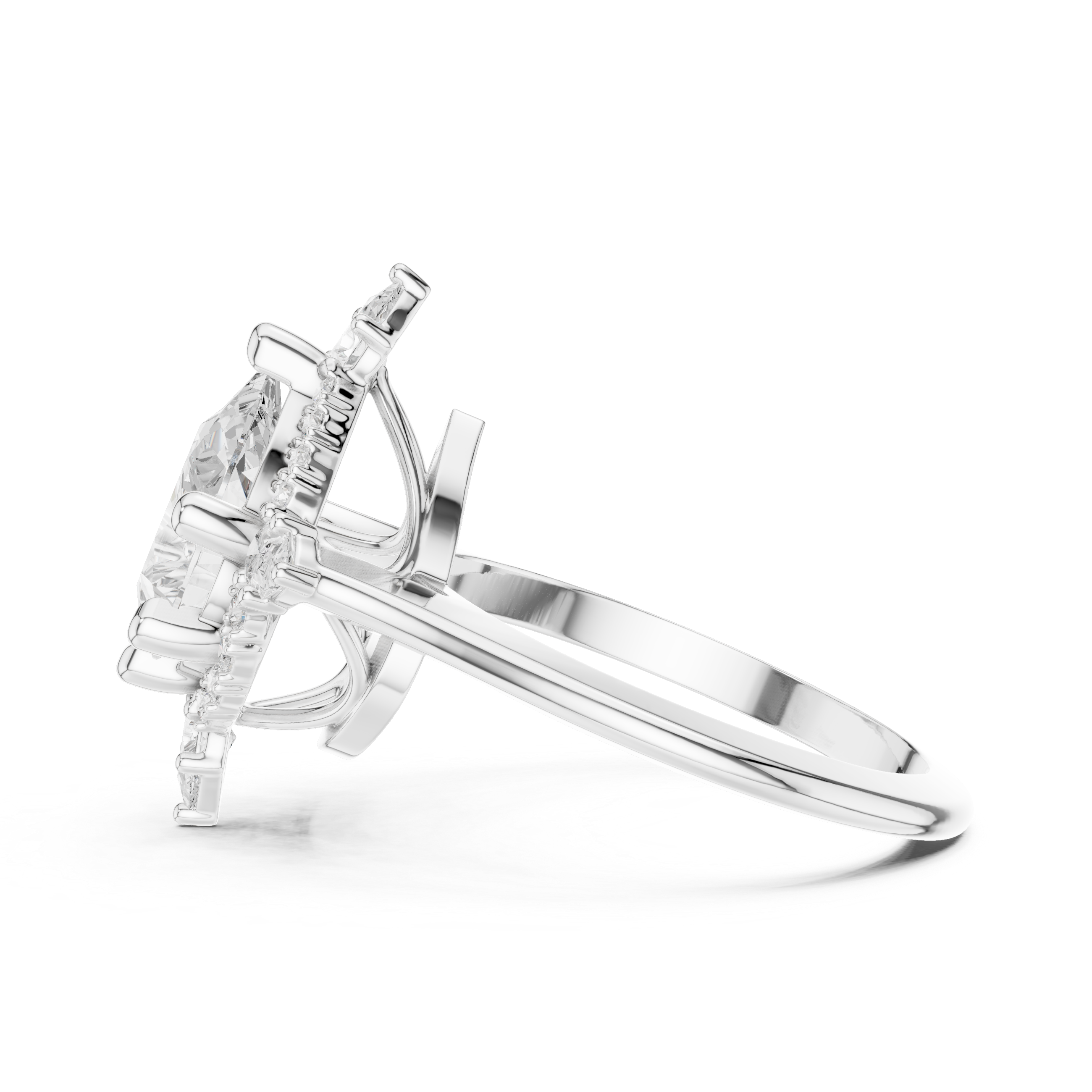 Vintage Pear Halo Diamond Engagement Ring