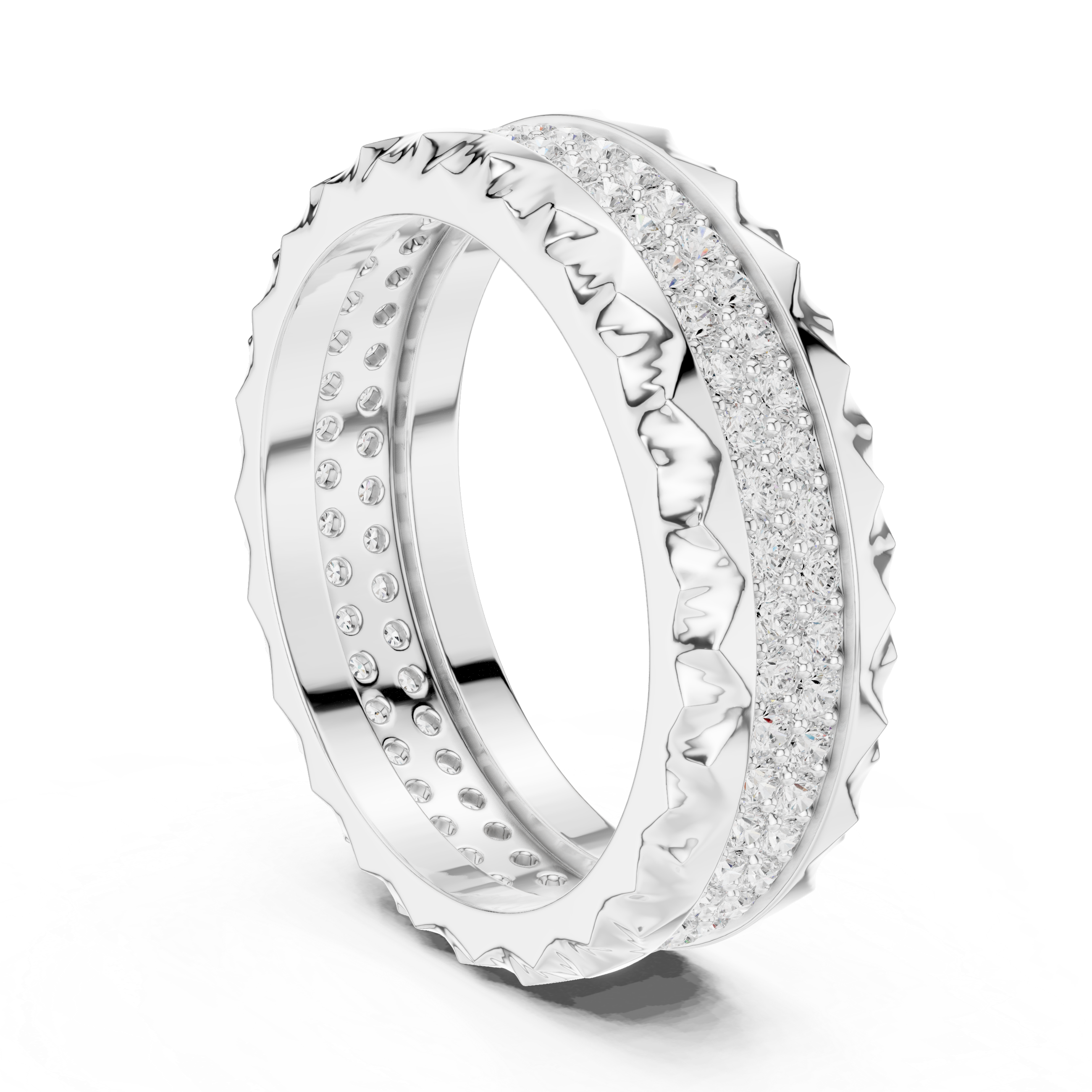 Textured Diamond Eternity Wedding Band