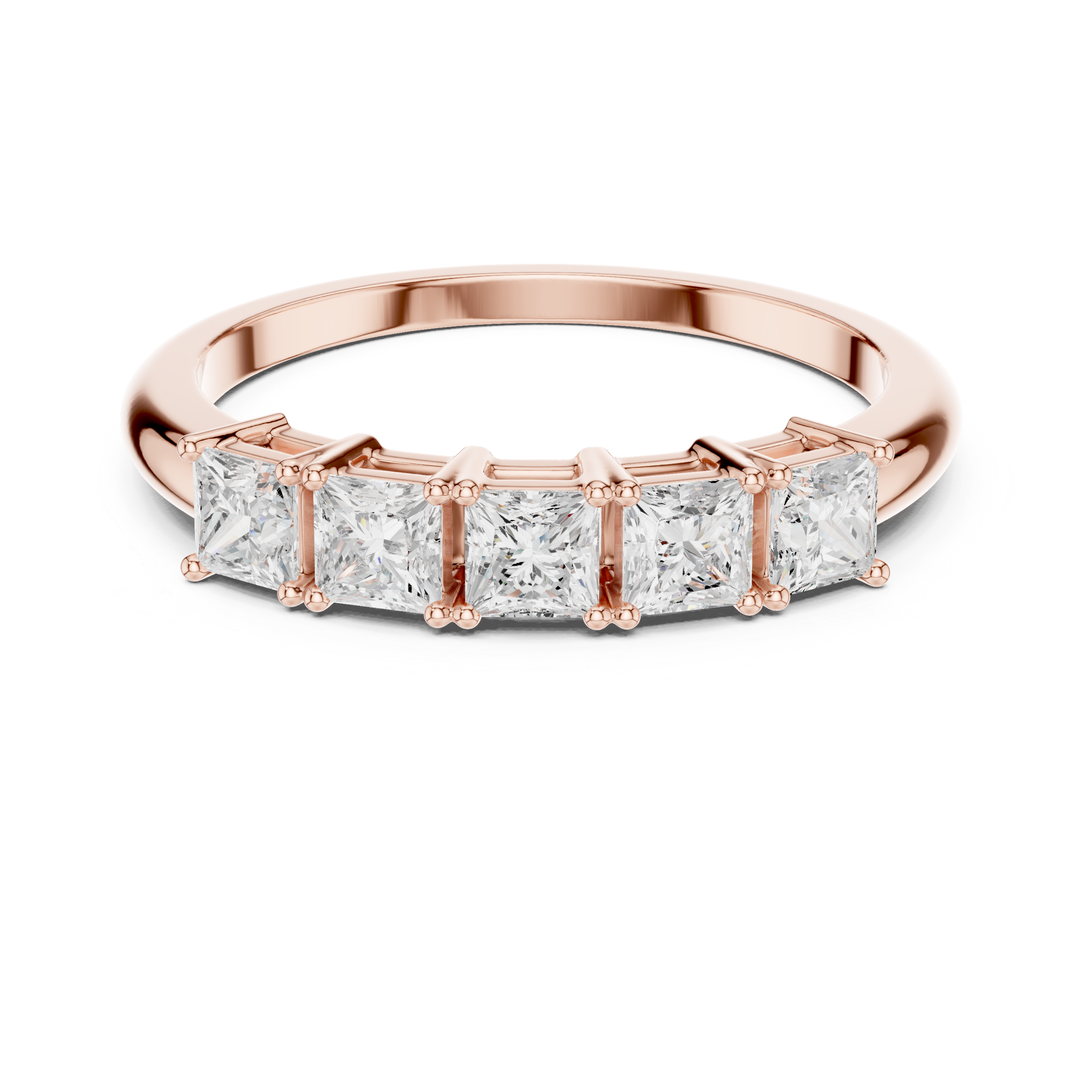 Five Princess Cut Diamond Wedding Band