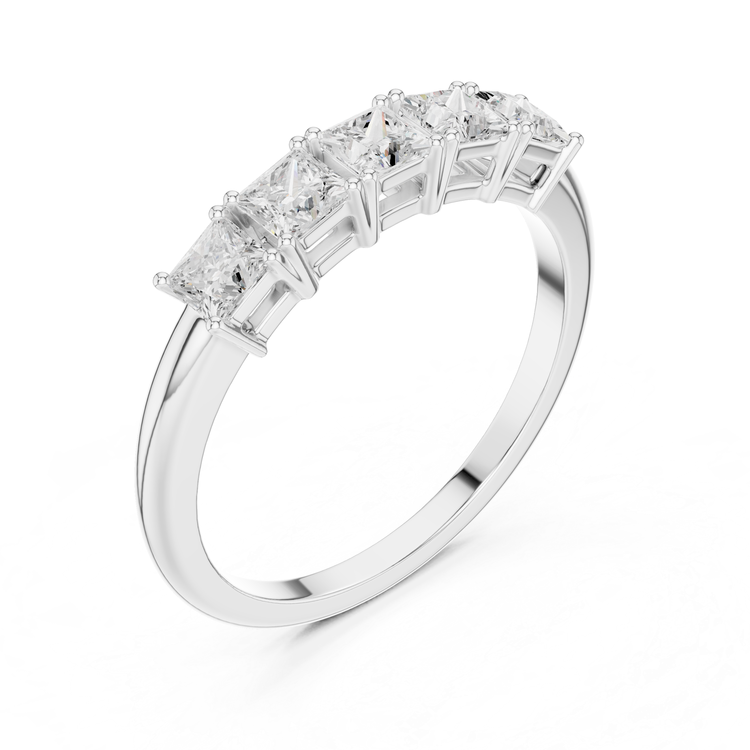 Five Princess Cut Diamond Wedding Band