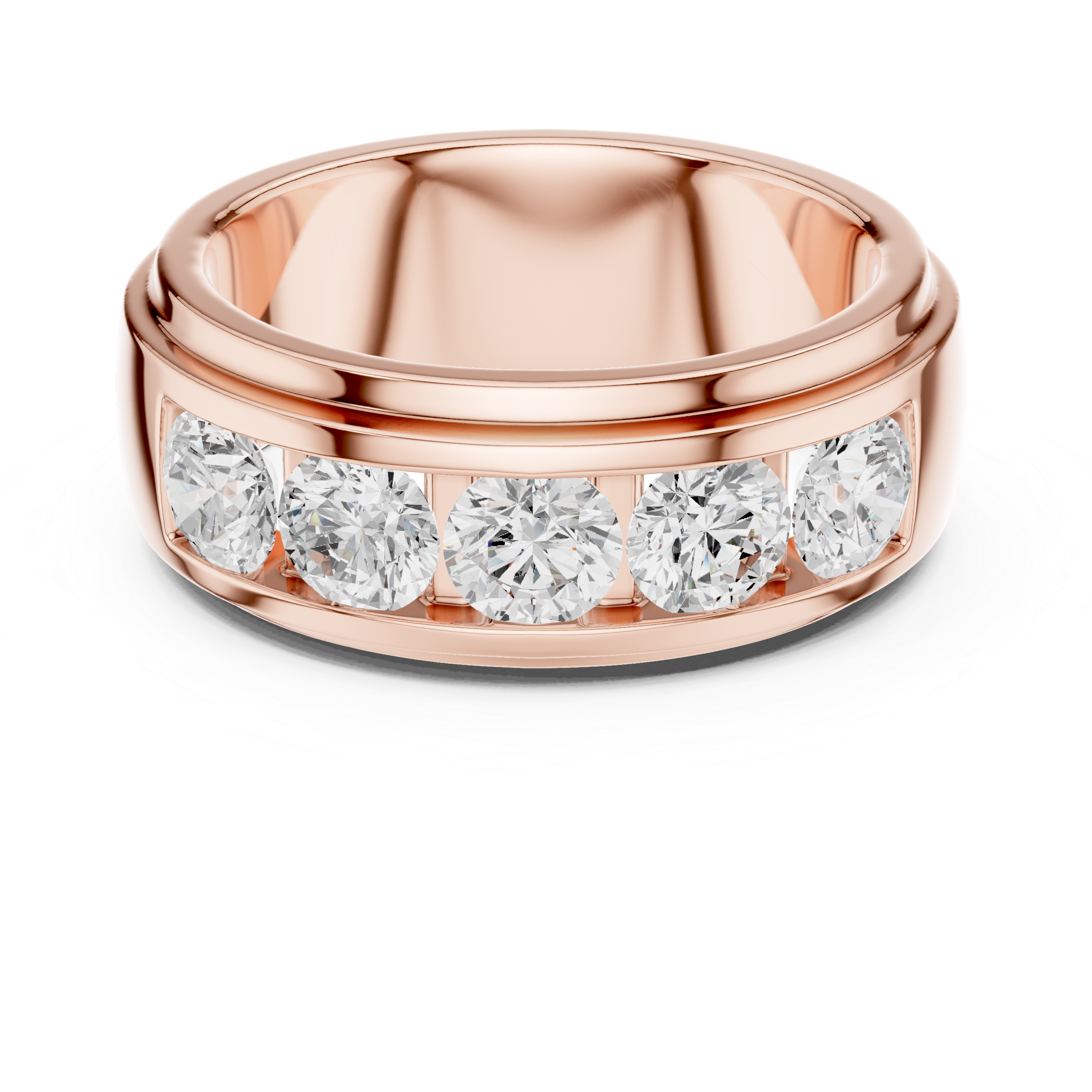 Five Stone Diamond Channel Wedding Band
