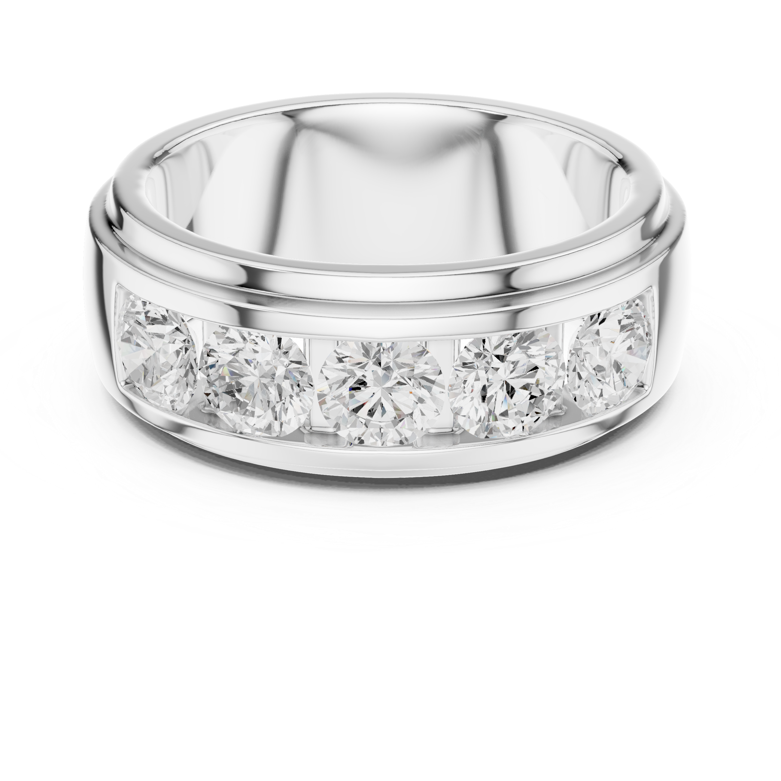 Five Stone Diamond Channel Wedding Band