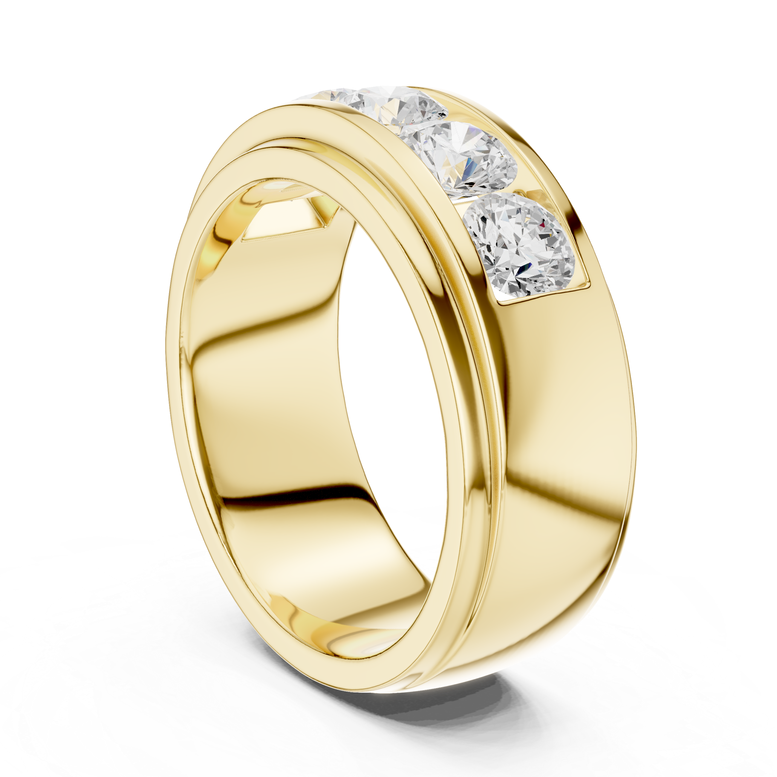 Five Stone Diamond Channel Wedding Band
