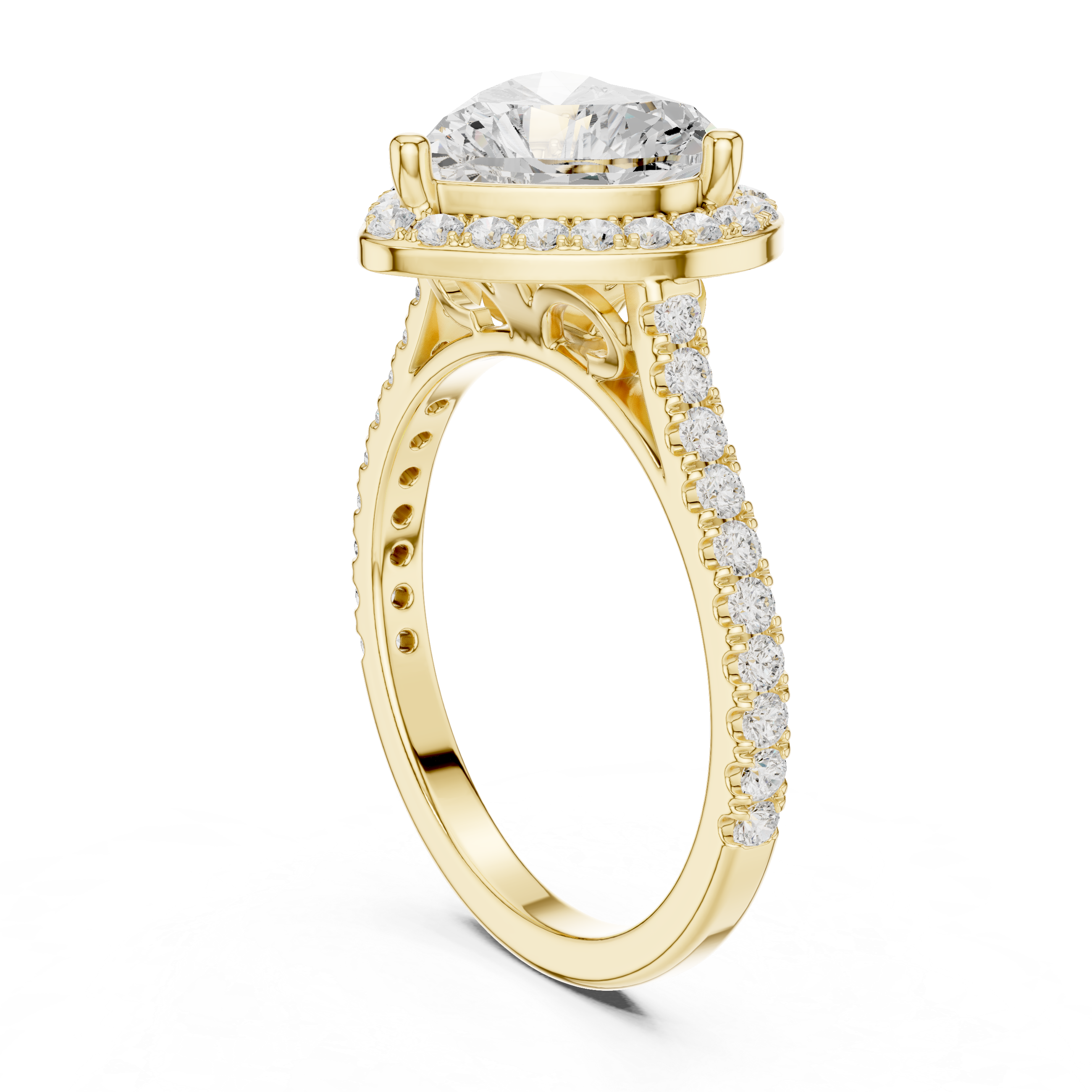 Heart Halo Diamond Engagement Ring