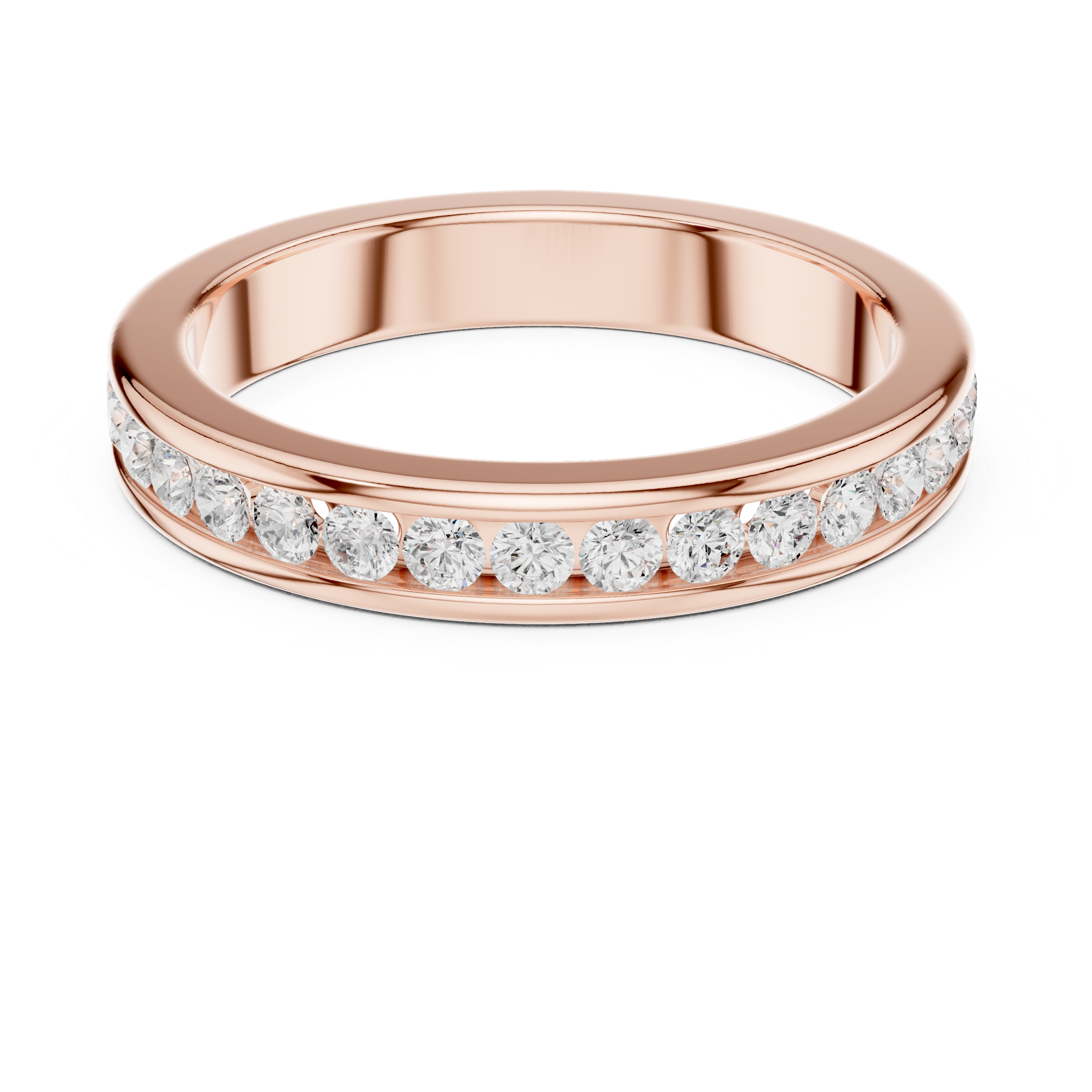 Round Diamond Channel Set Wedding Band