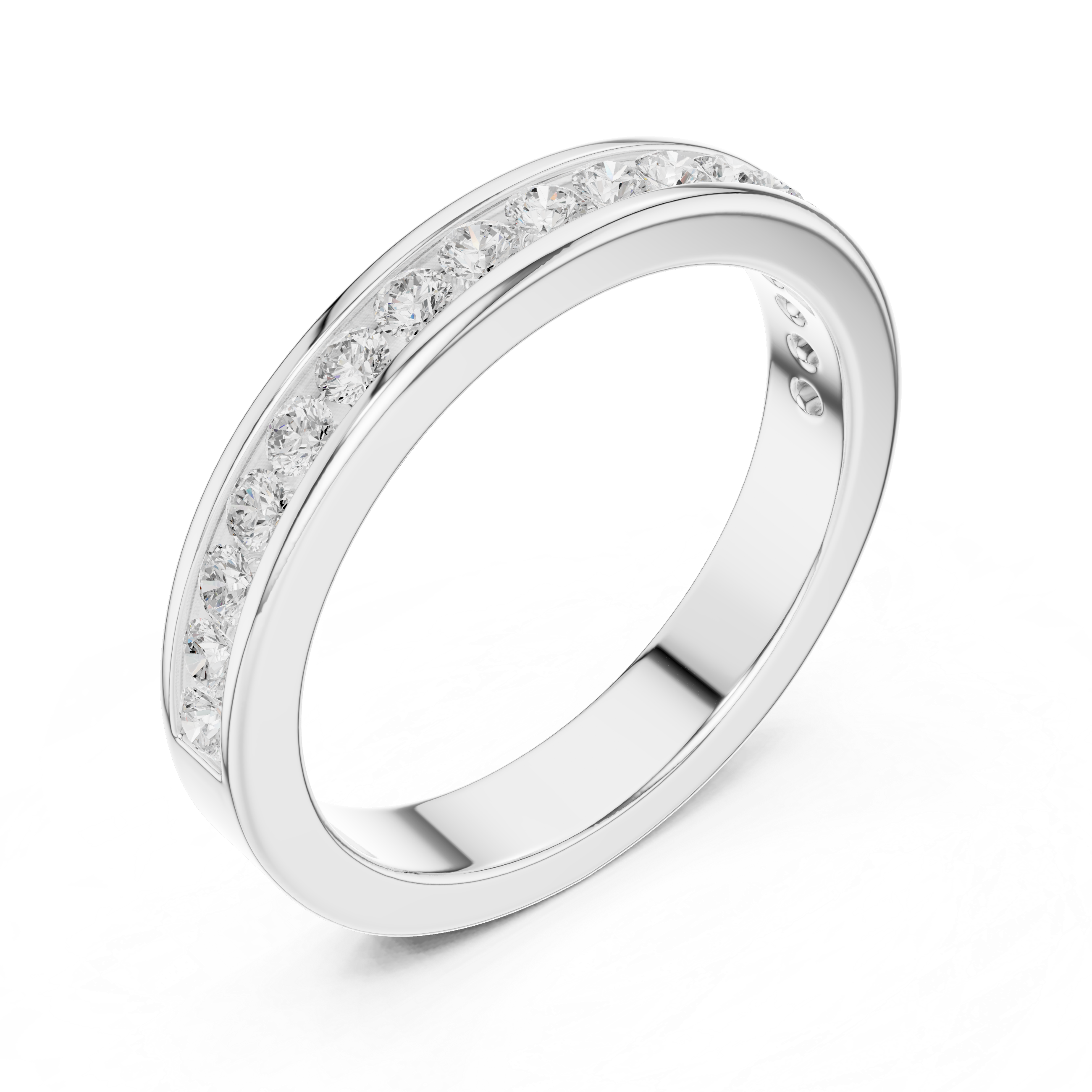 Round Diamond Channel Set Wedding Band
