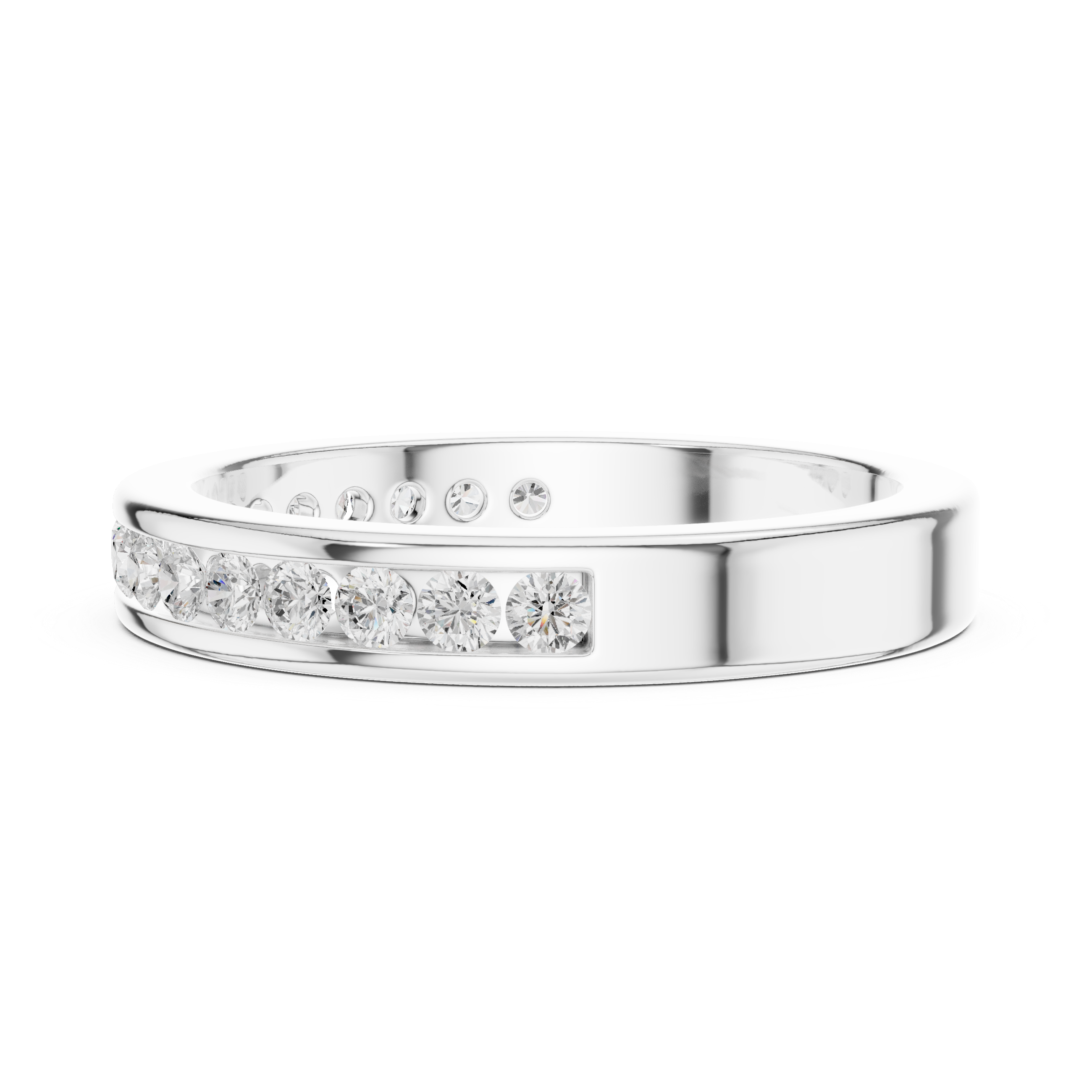 Round Diamond Channel Set Wedding Band