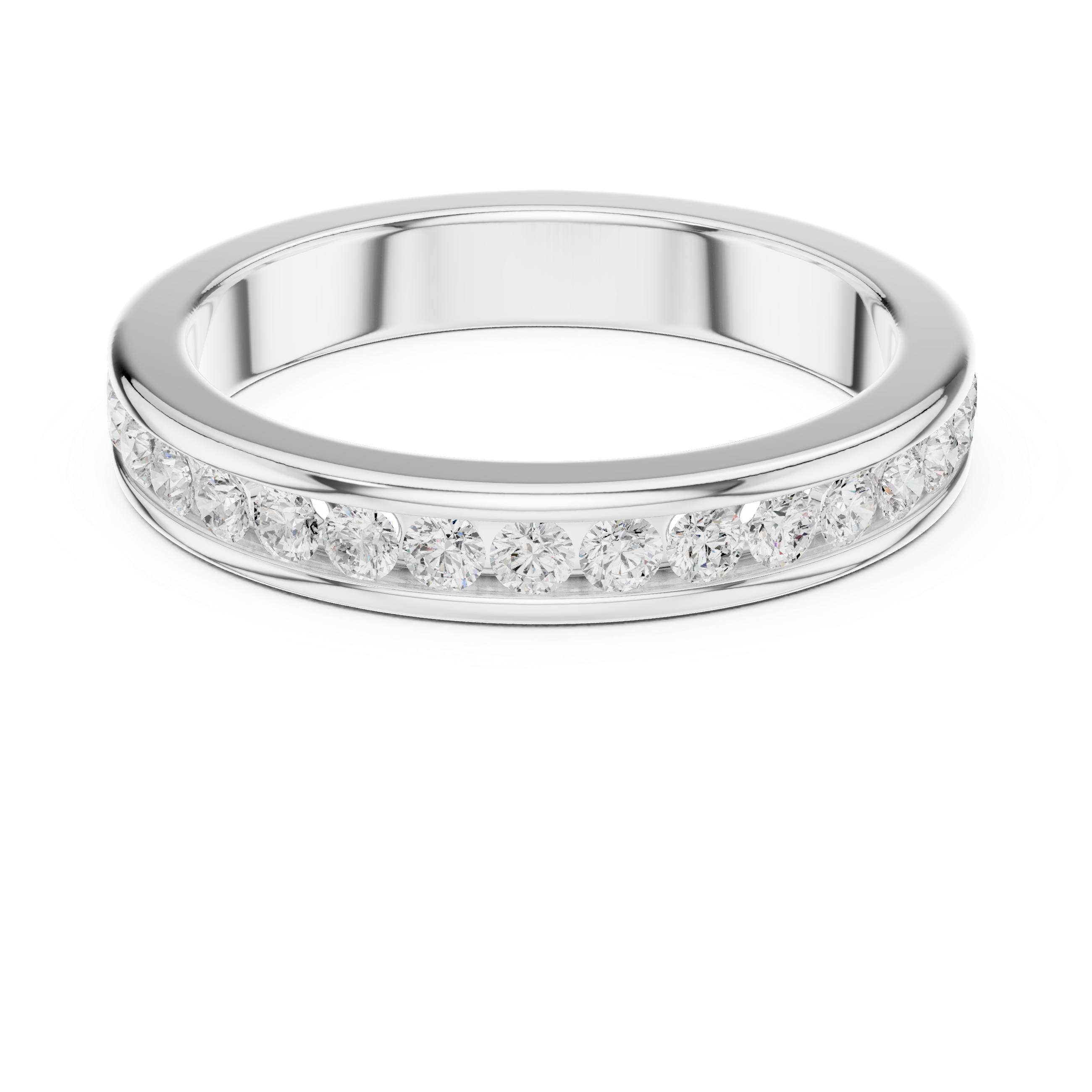 Round Diamond Channel Set Wedding Band
