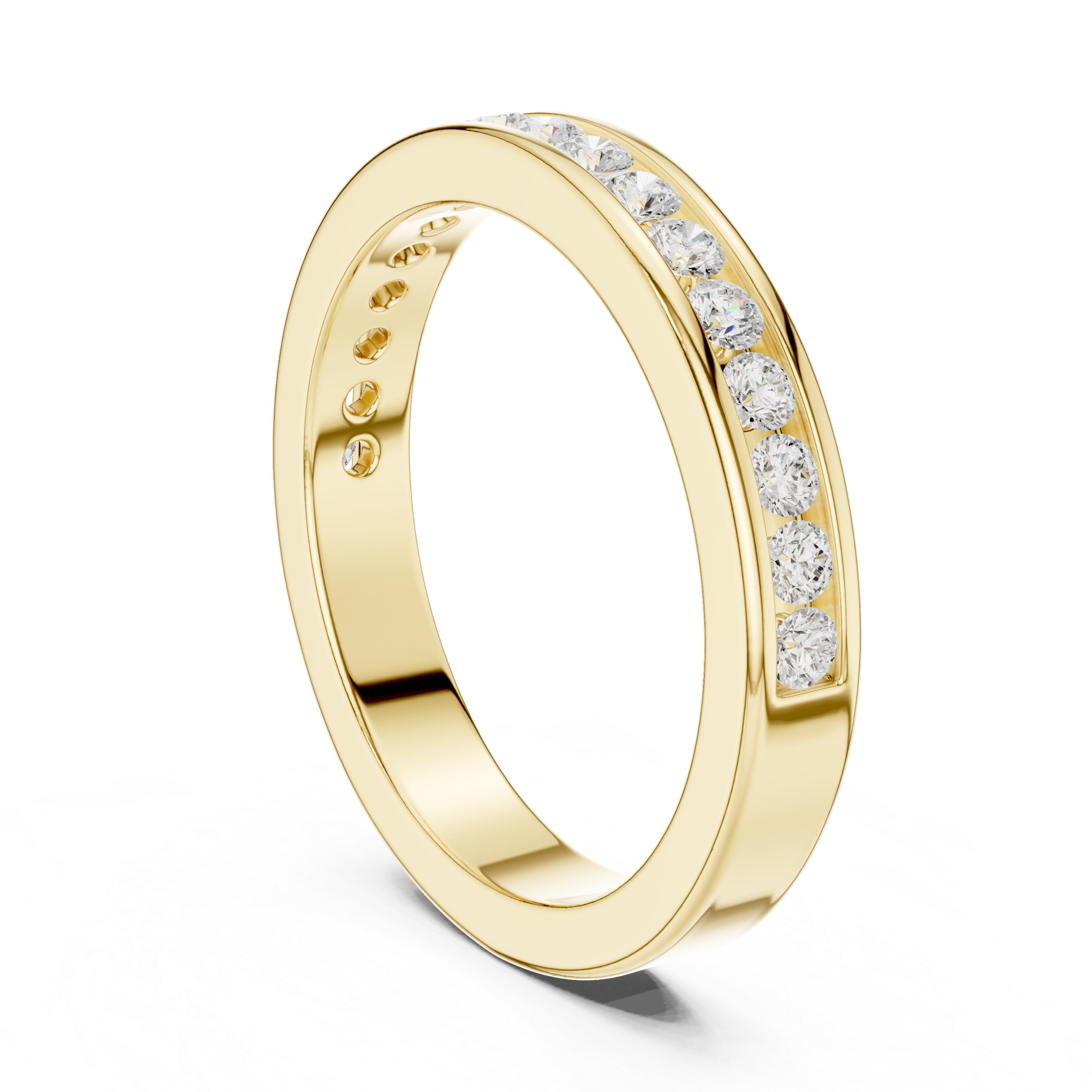 Round Diamond Channel Set Wedding Band