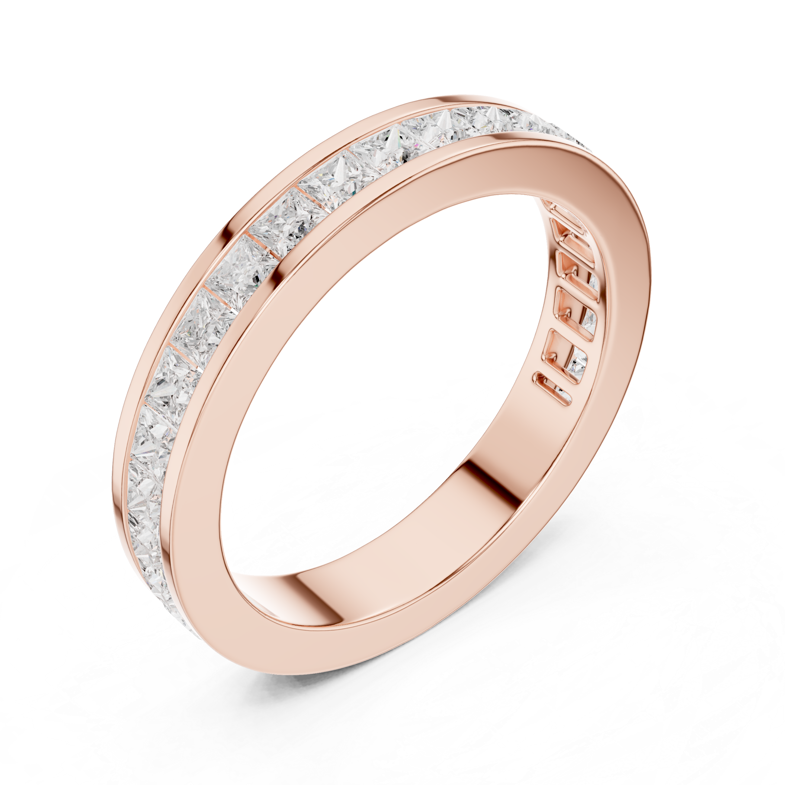 Princess Cut Channel Set Wedding Band