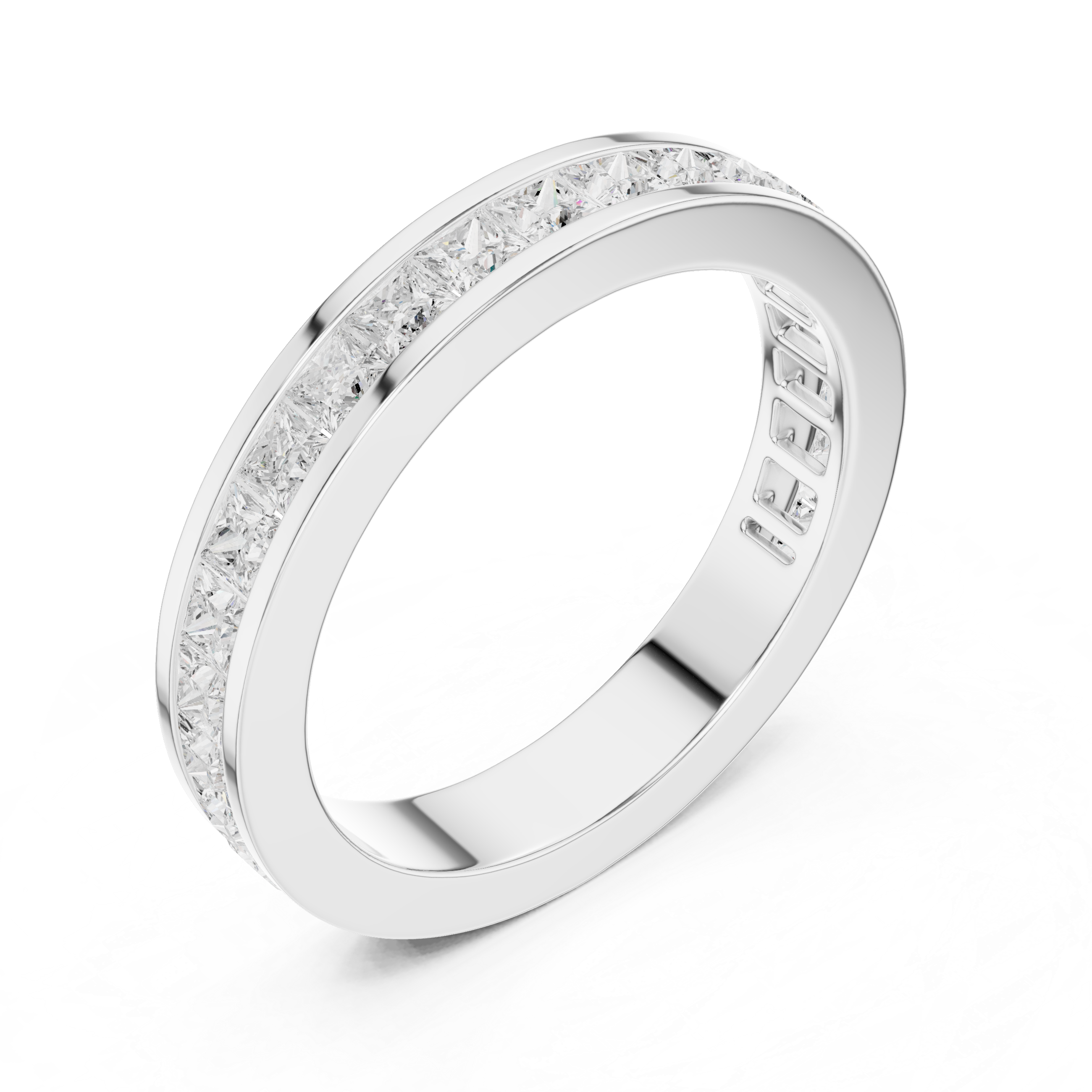 Princess Cut Channel Set Wedding Band