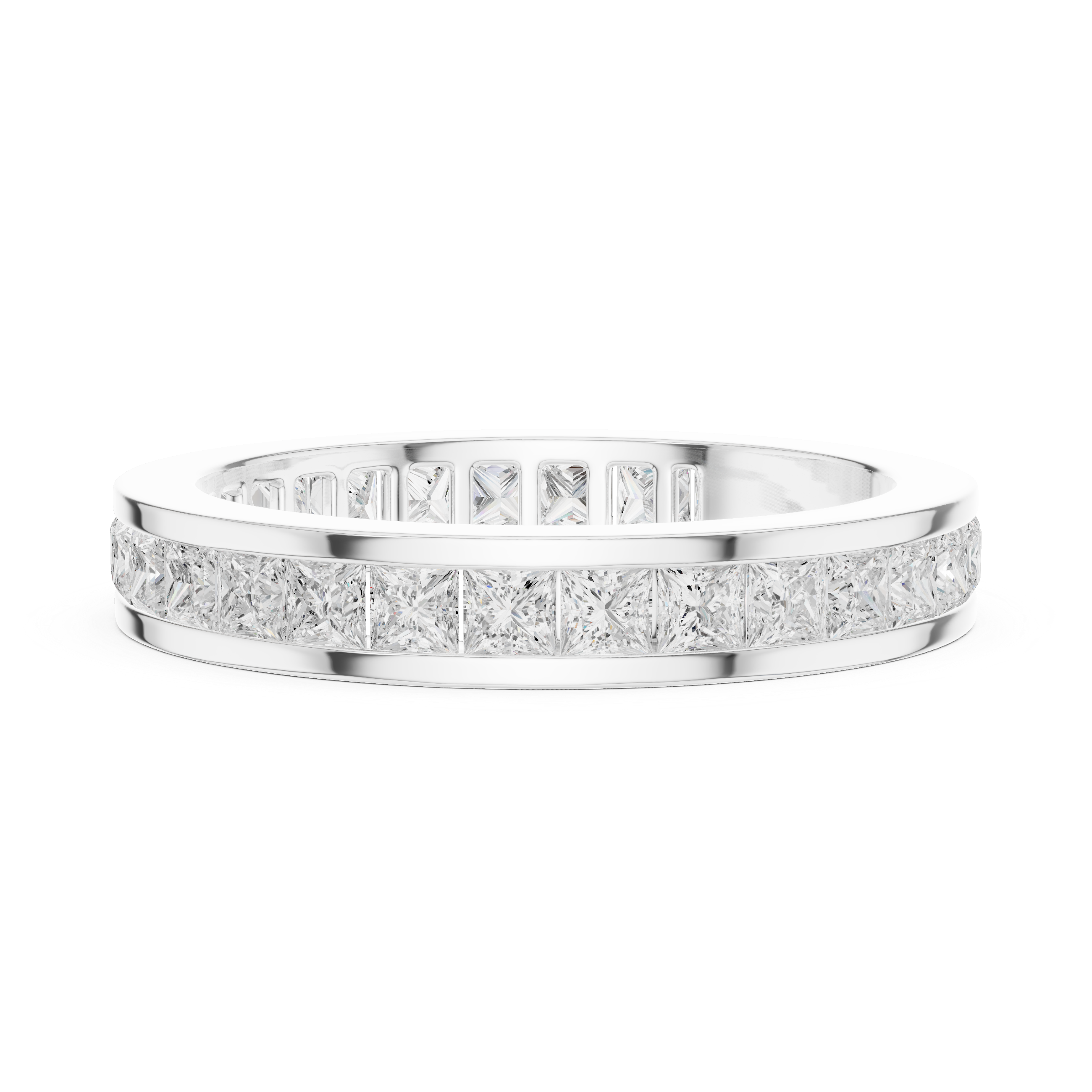 Princess Cut Channel Set Wedding Band