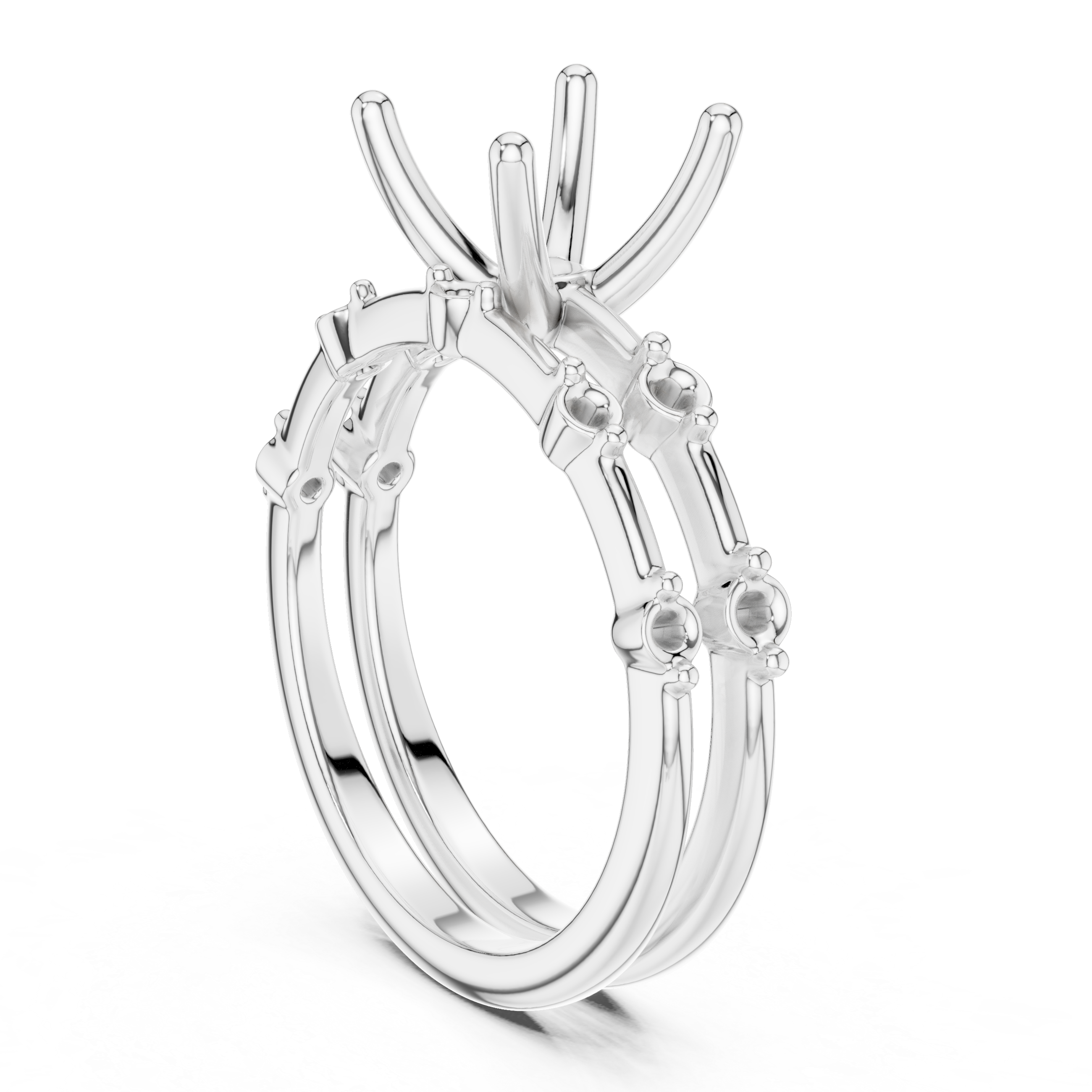 Elegant Asscher Cut Engagement Ring Set with Double Band Diamond Accents