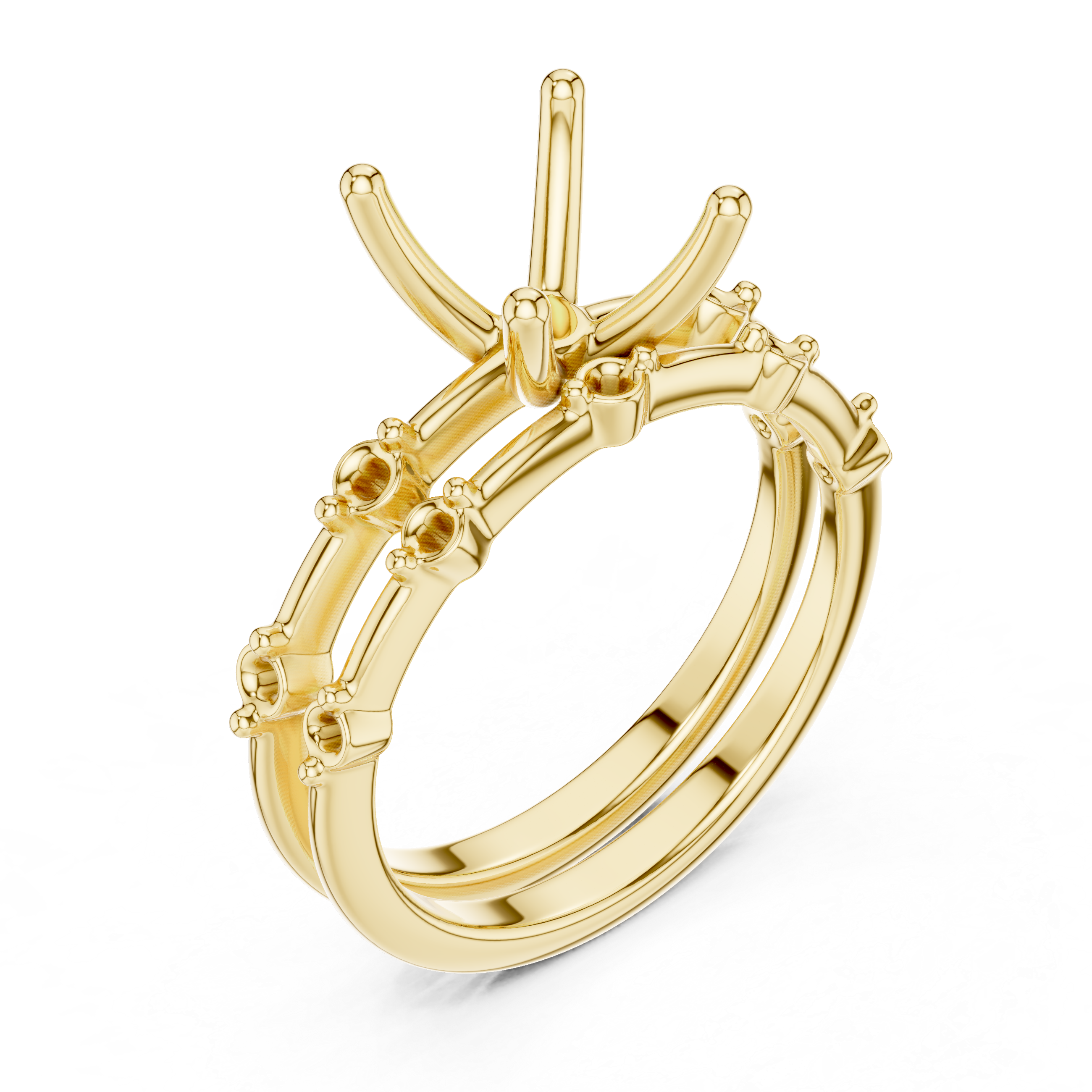 Elegant Asscher Cut Engagement Ring Set with Double Band Diamond Accents