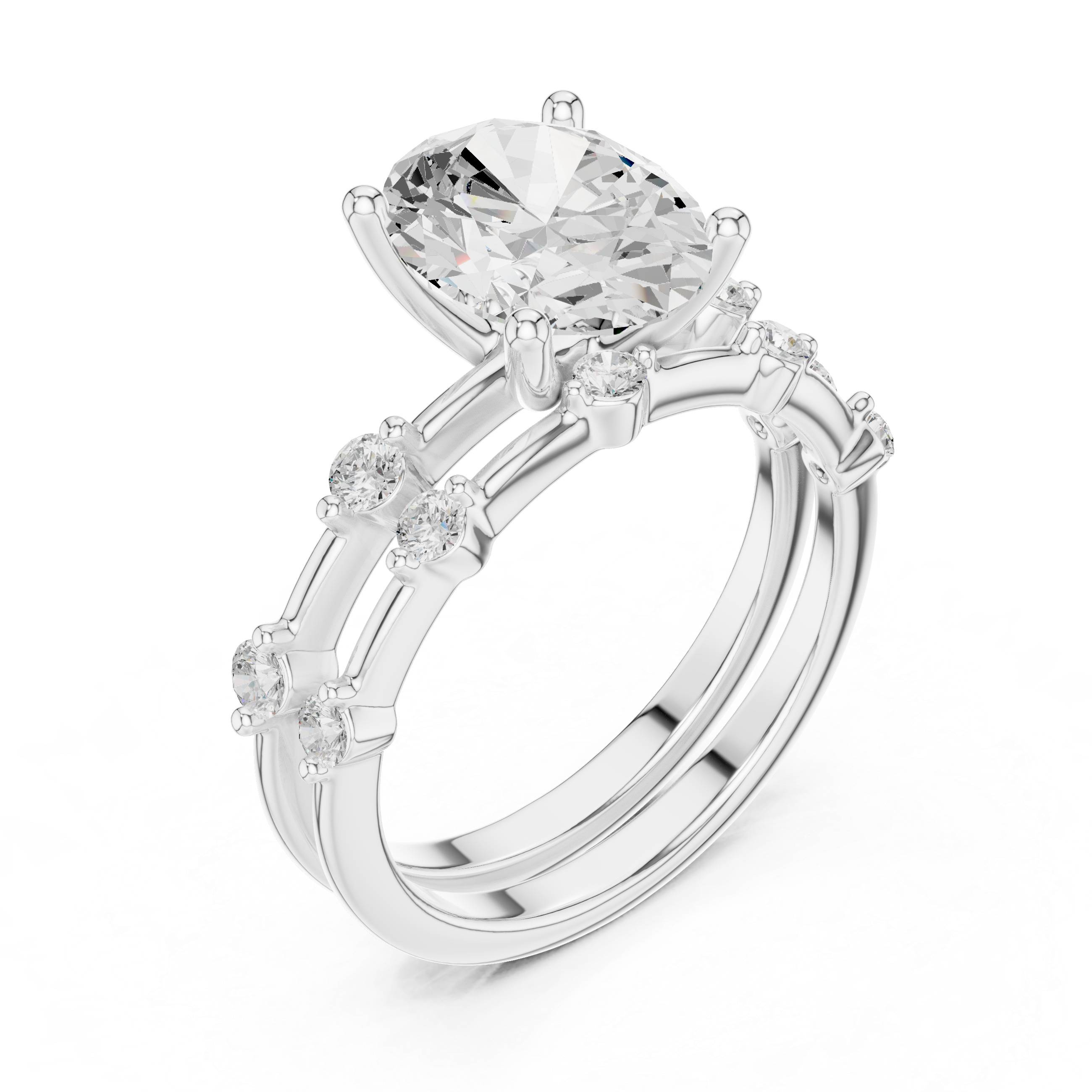 Oval Diamond Bridal Ring Set