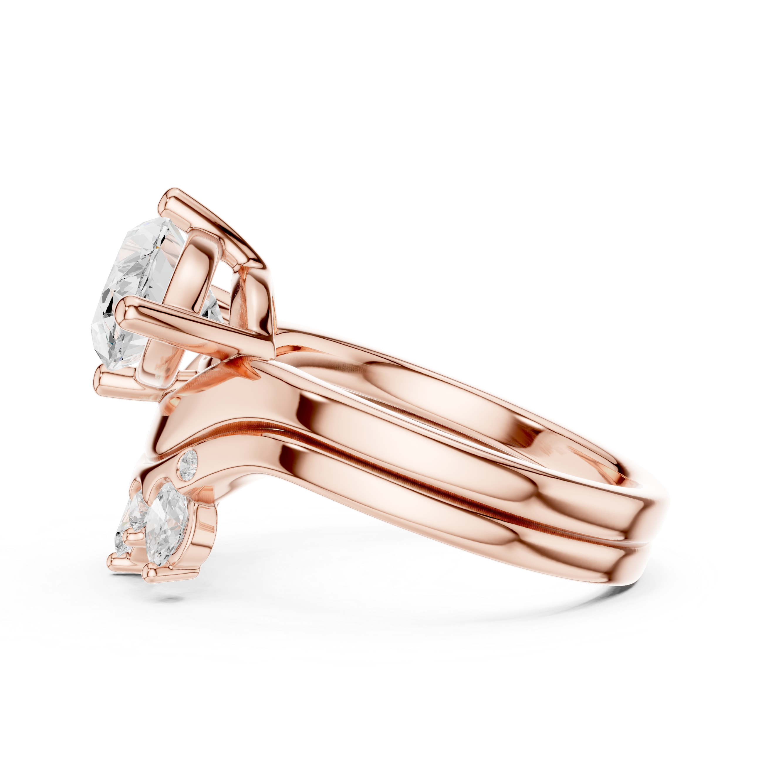 Marquise Bridal Ring Set with Diamond Crown Band